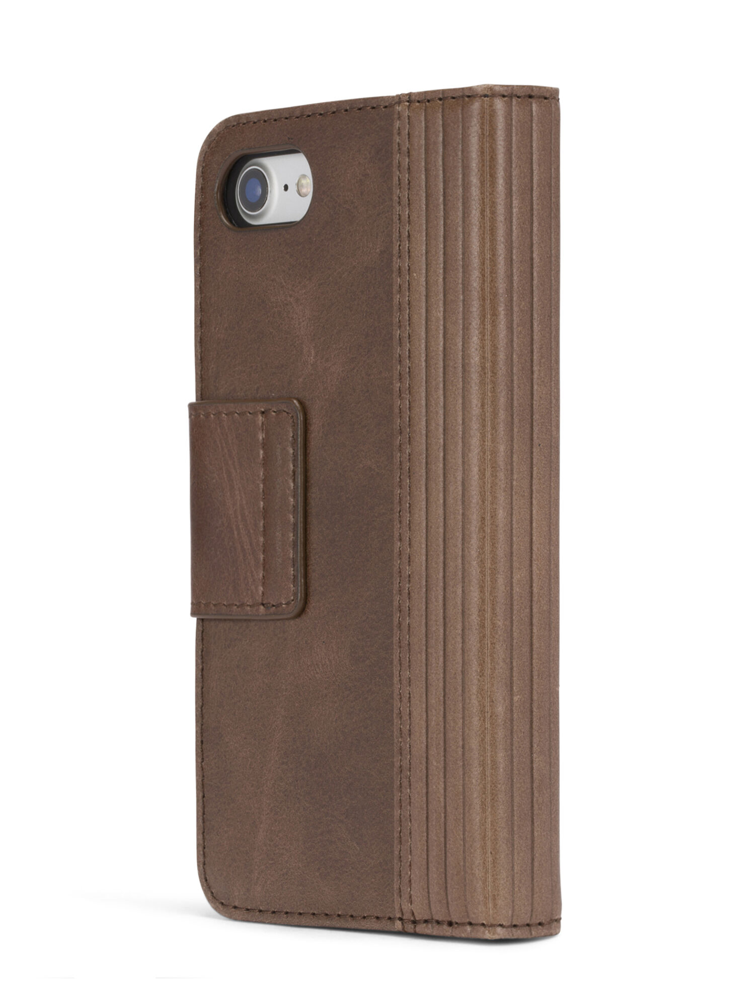 BROWN LINED LEATHER IPHONE 8 PLUS/7 PLUS FOLIO, 