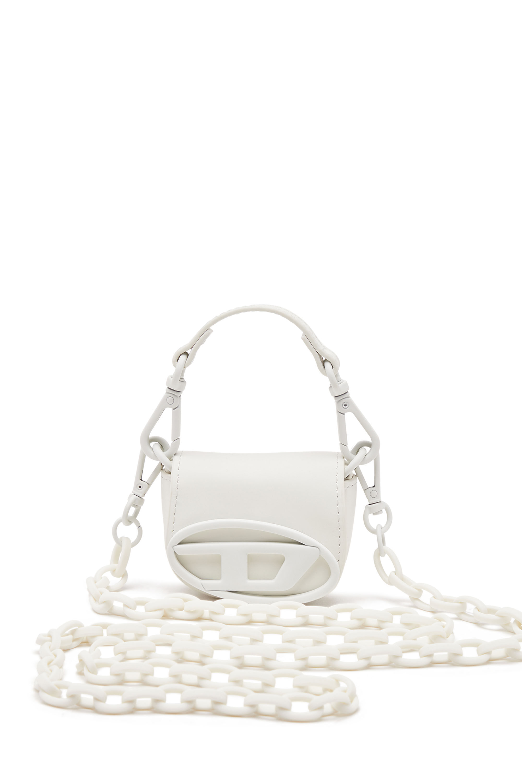 Women's Iconic micro bag charm in matte leather | White | Diesel