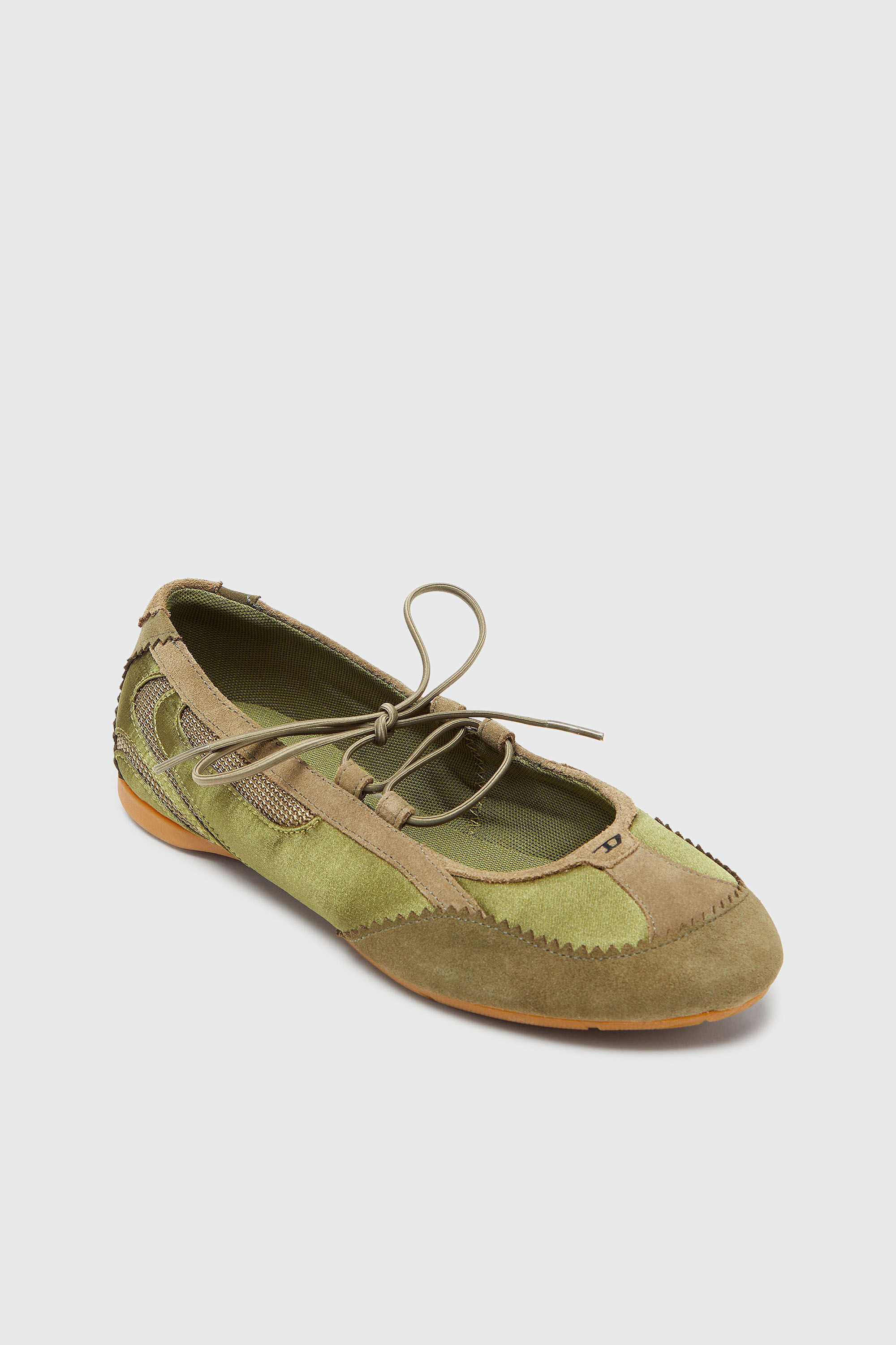 Women's D-Mile - Lace-up ballerina flats in leather and mesh