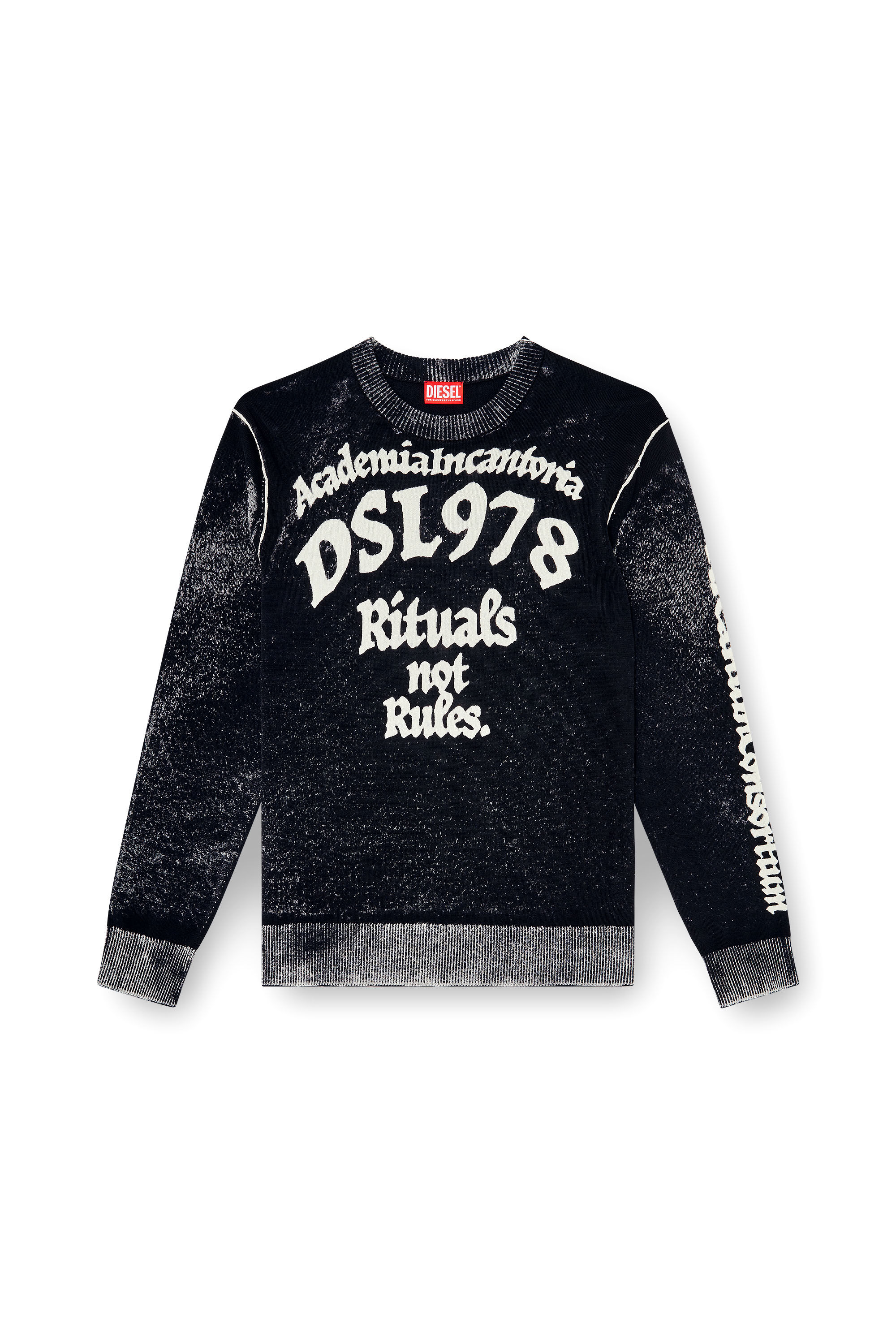 Diesel - K-LAUTI, Man's Treated cotton jumper with slogan in White/Black - 5