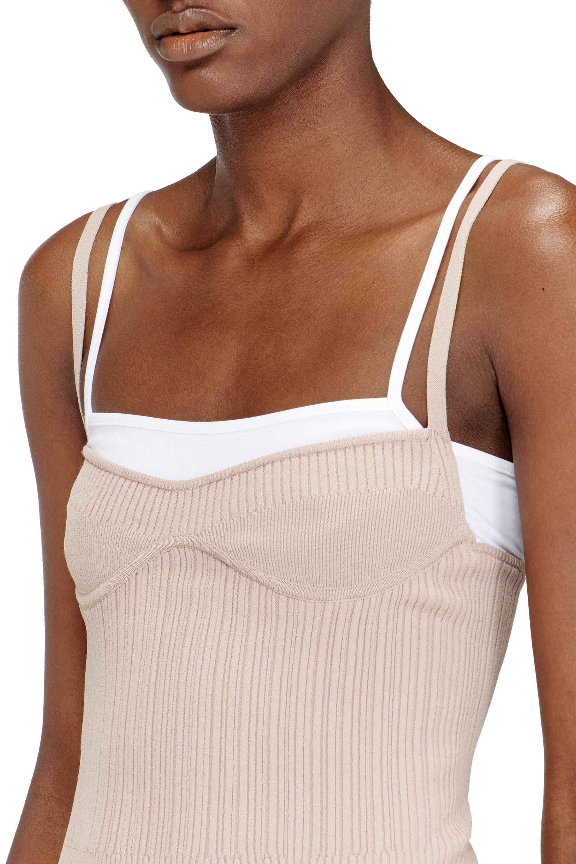 Diesel - M-ZARRINA, Woman's Layered cami top in ribbed knit in Pink - 5