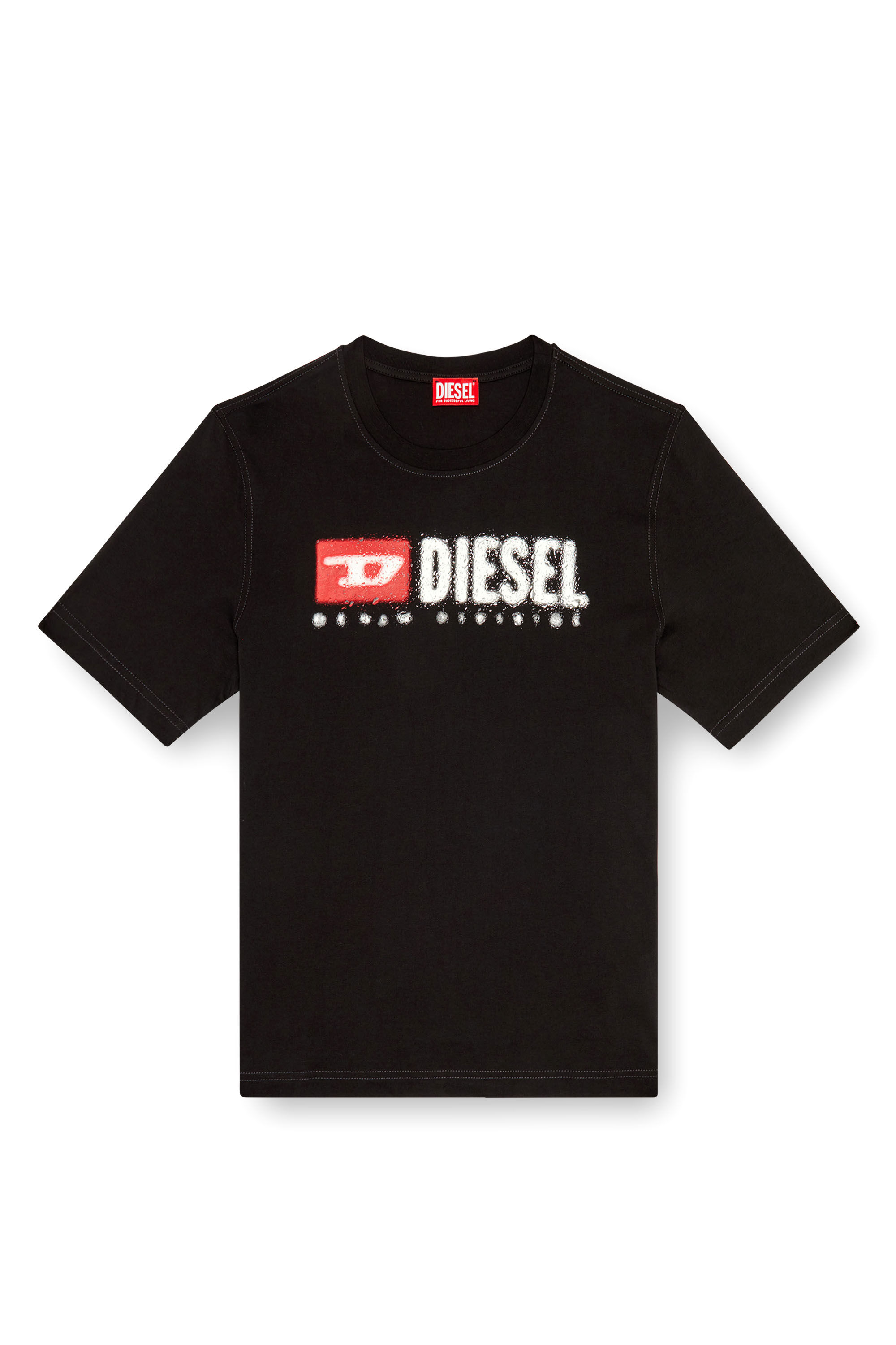 Men's T-shirt with splashed-effect logo | Black | Diesel