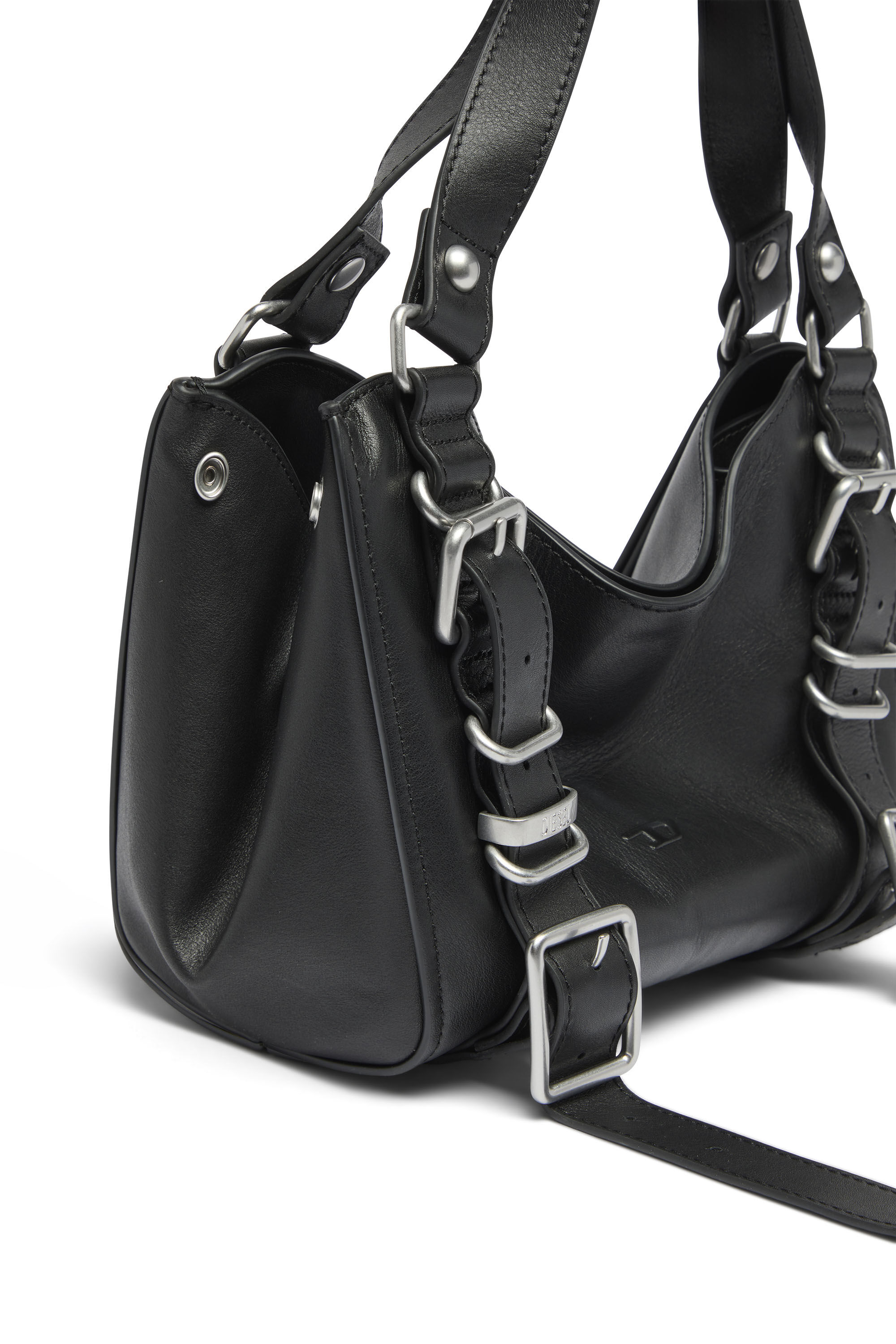 Diesel - D-ONE TOPHANDLE S, Woman's D-One-Small top-handle bag in treated leather in Black - 5