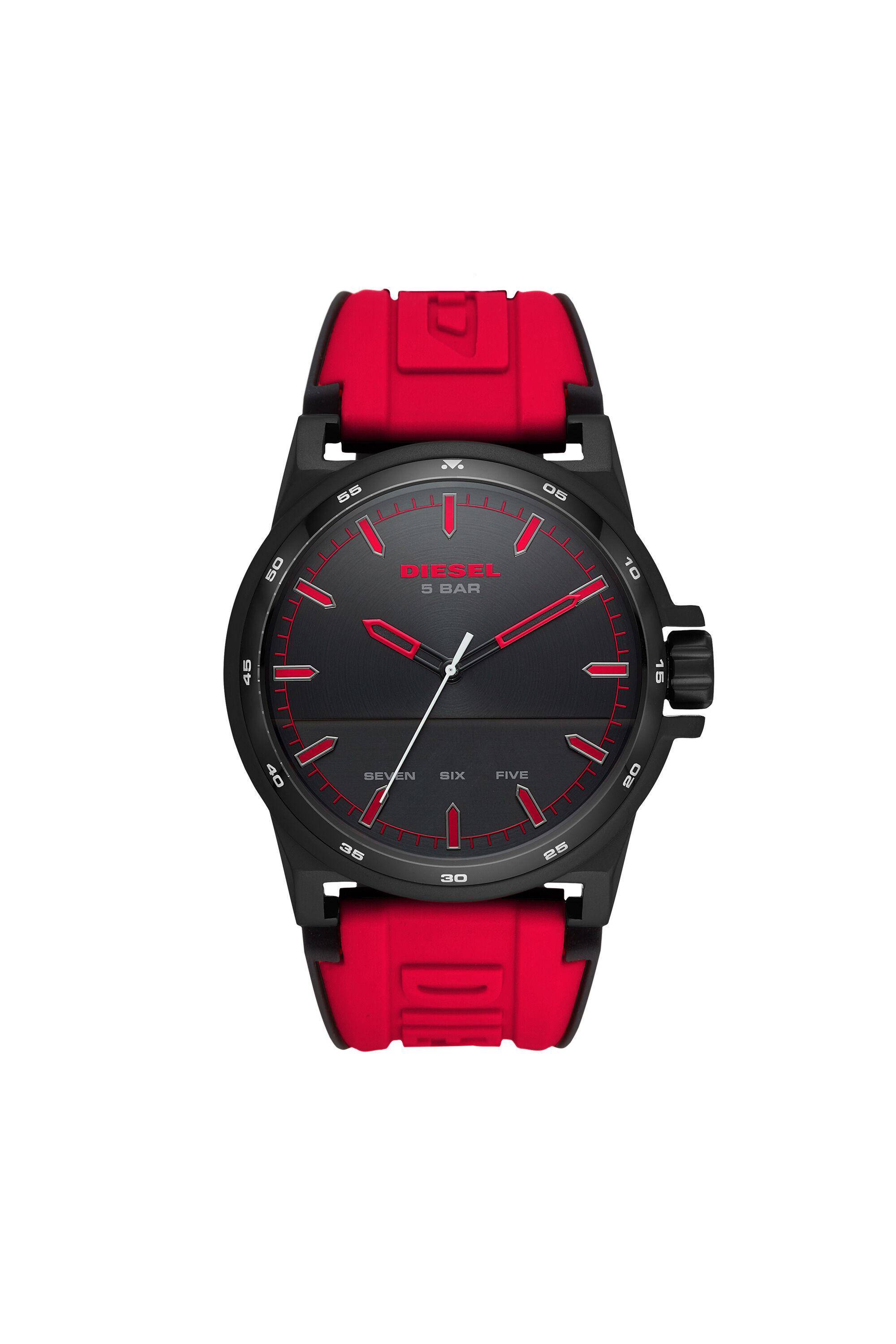 DZ1911 Man D 48 Three Hand Red Silicone Watch Diesel