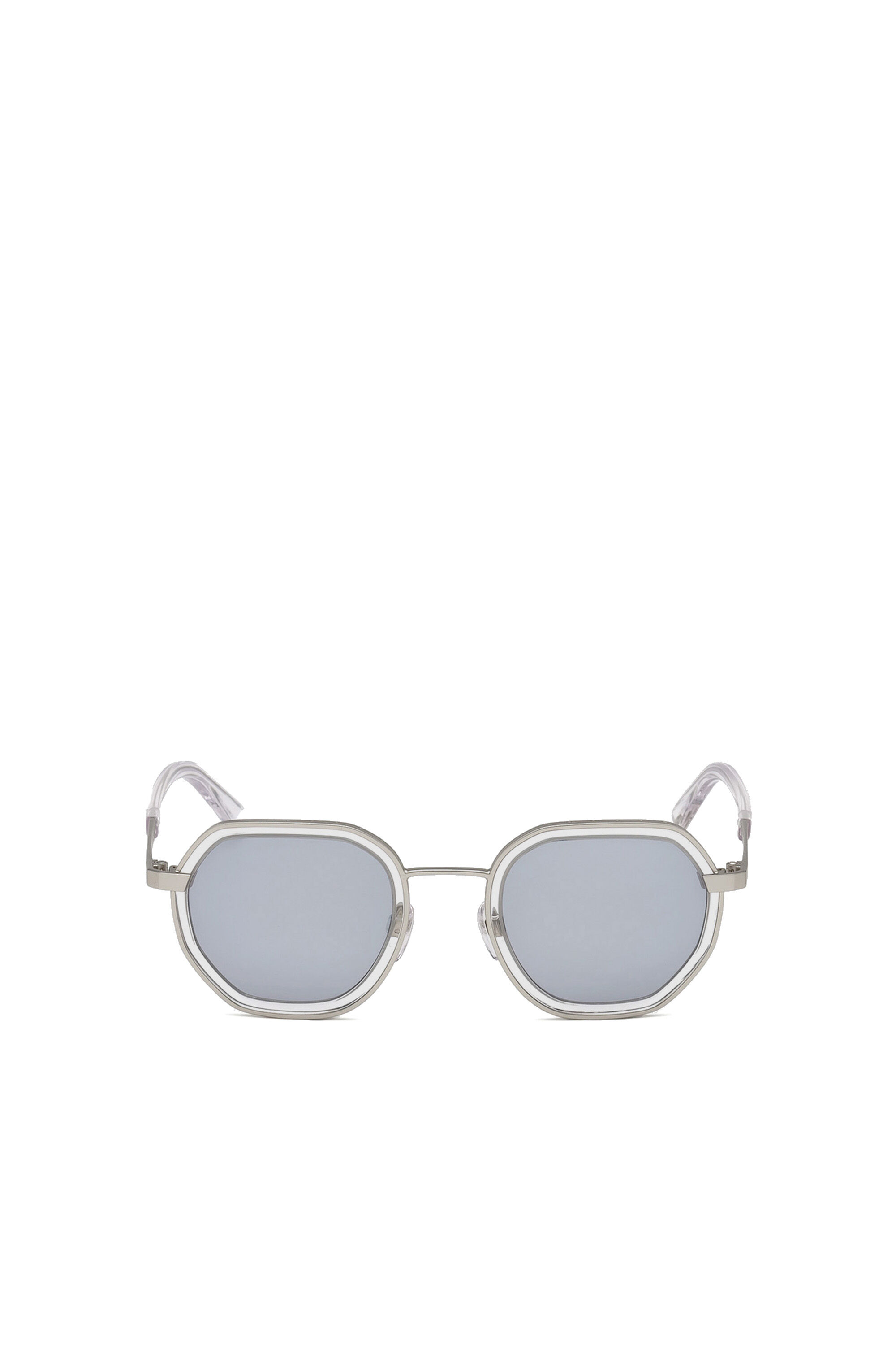 Diesel - DL0267, Unisex's Hexagonal eyewear with transparent details in Grey - 1