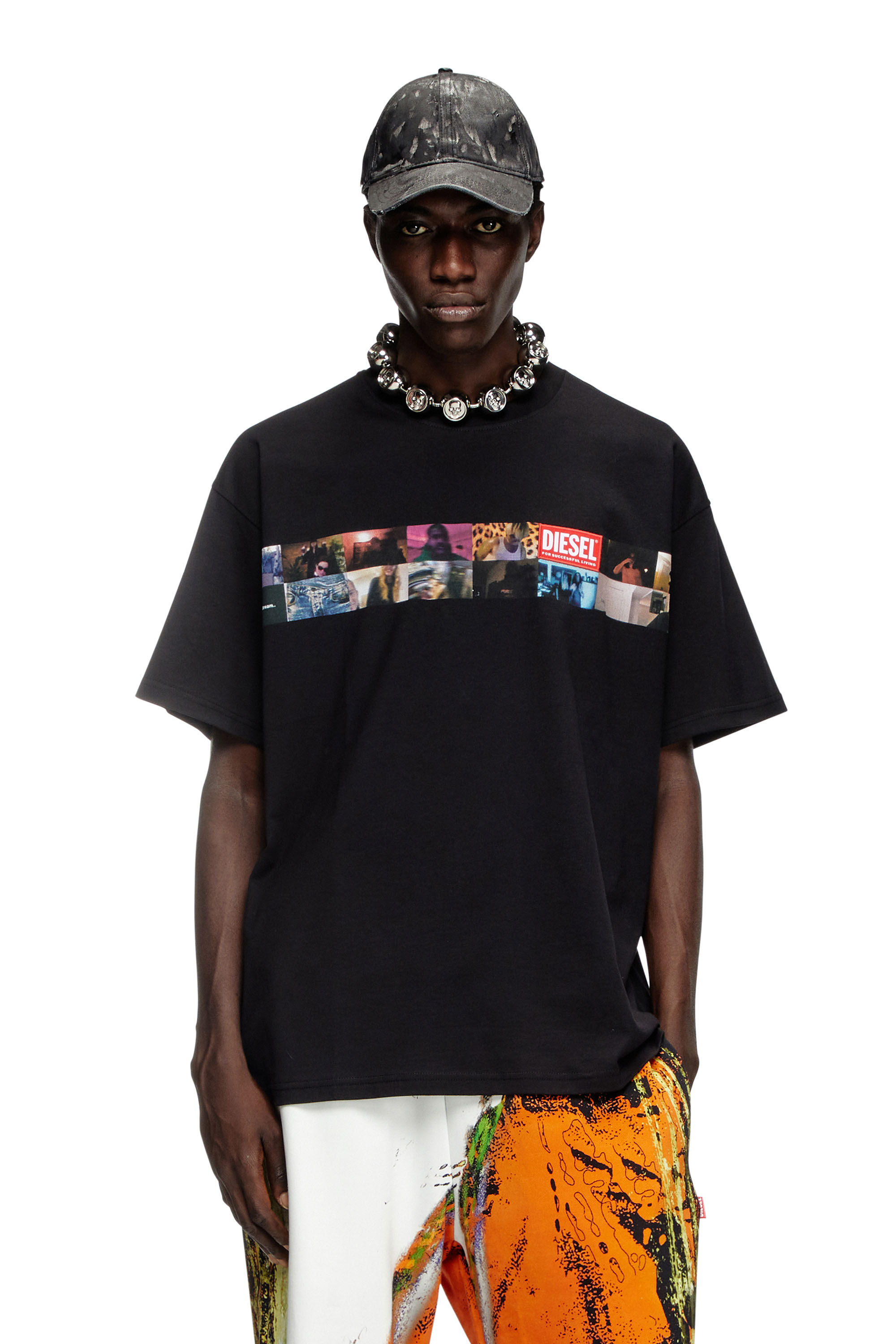 Men's T-shirt with Livestream print | Black | Diesel