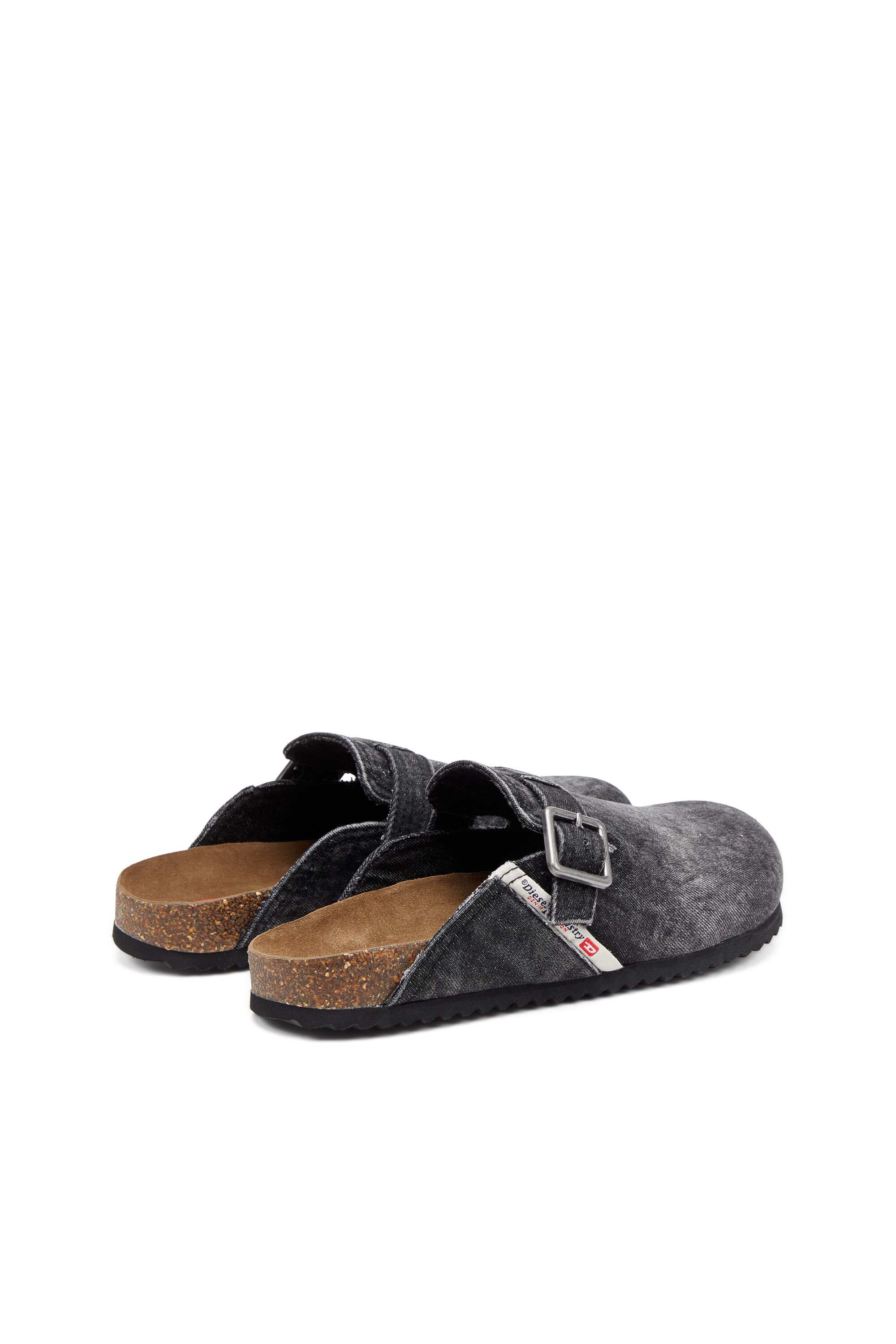 Men s D Woodstock Mules in faded denim Black Diesel