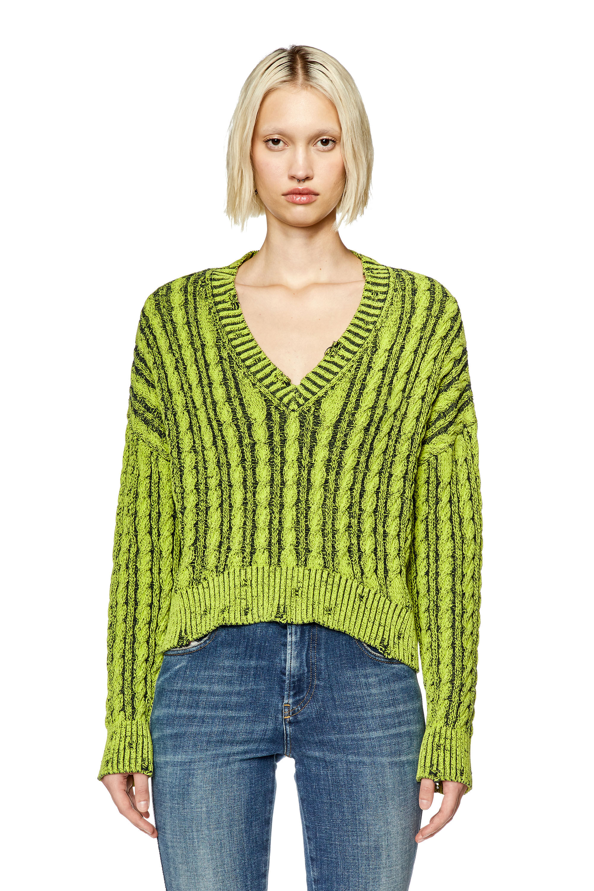 Women's Chunky jumper in two-tone cotton | M-OXIA Diesel