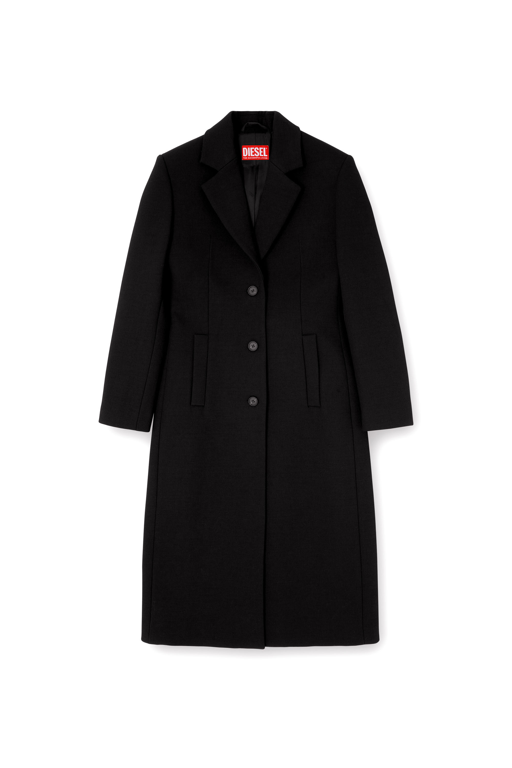 Women's Long hourglass coat | Black | Diesel Women's Long hourglass coat | Black | Diesel