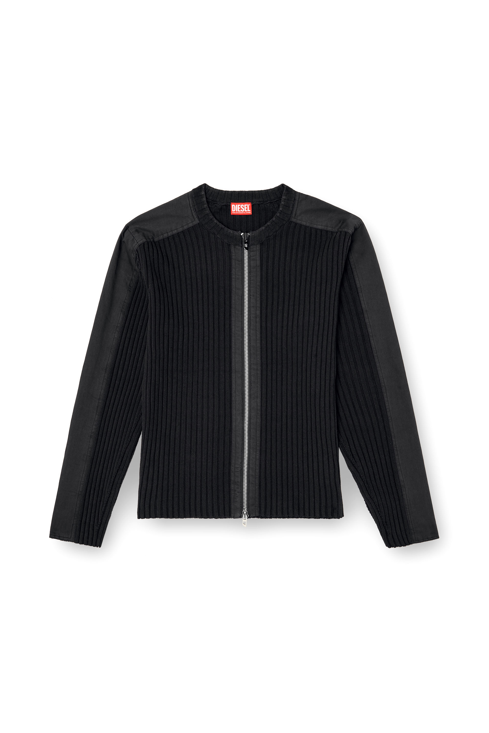 Men's Zipped cardigan with utilitarian panels | Black | Diesel TR