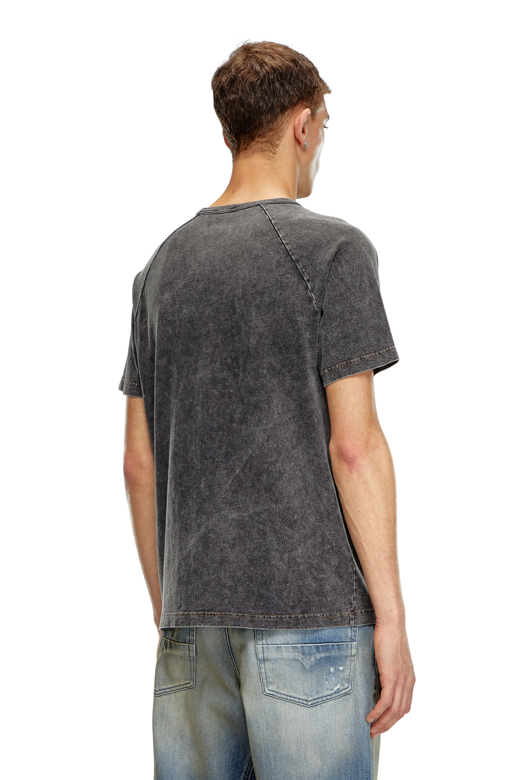 Men's Marble-effect T-shirt with glossy band | Black | Diesel