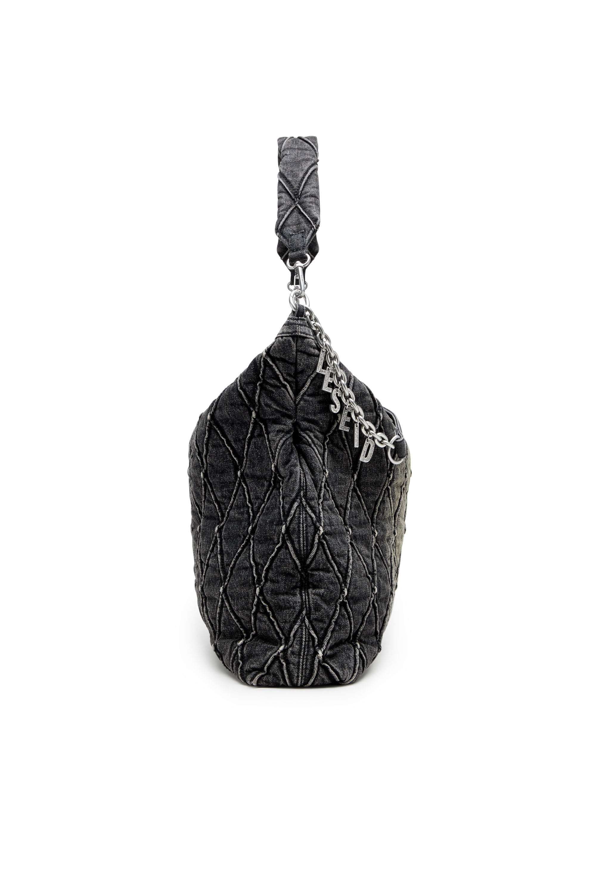Women's Charm-D-Large hobo in treated quilted denim | Black