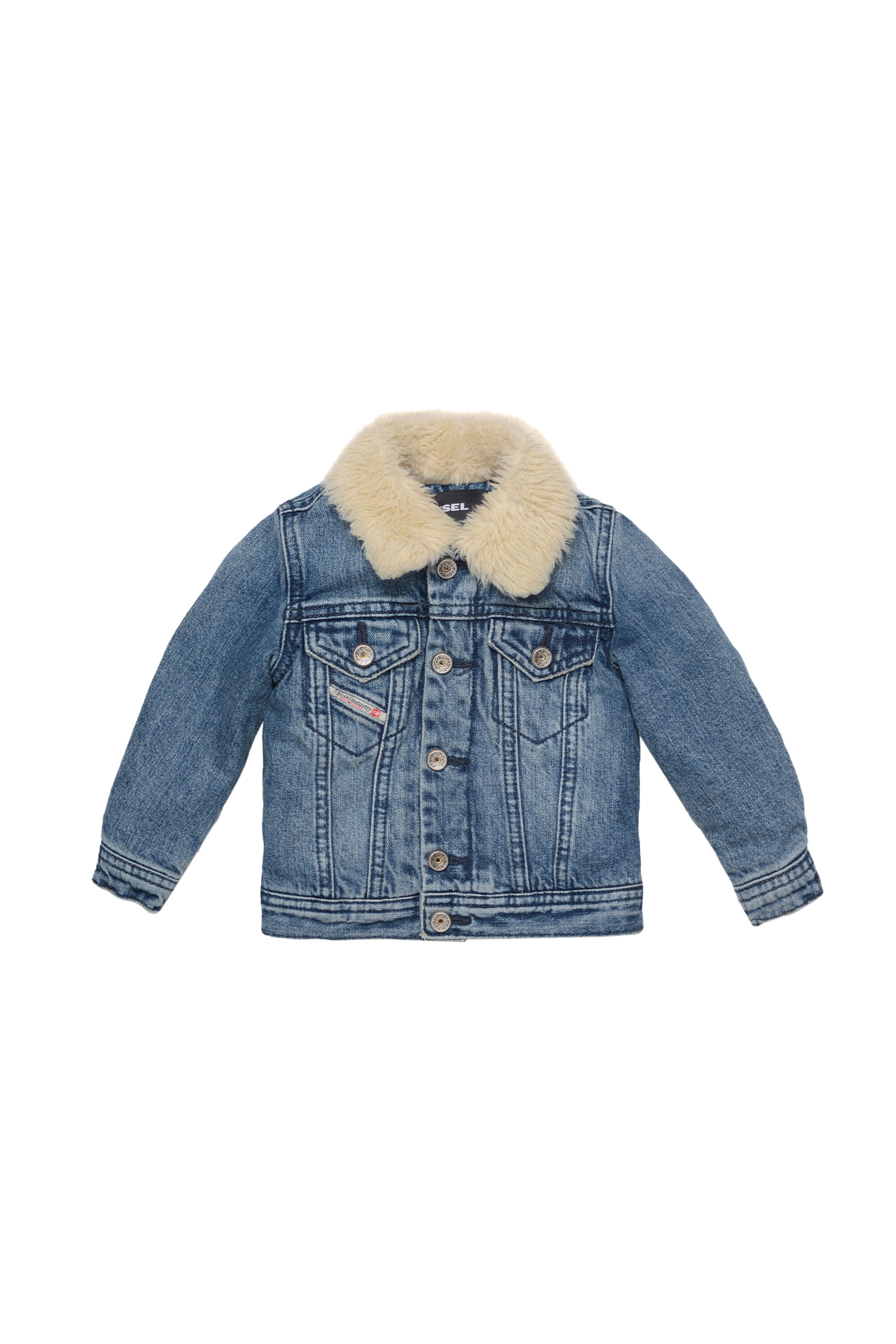 Baby boy denim jacket with fur collar Clearance
