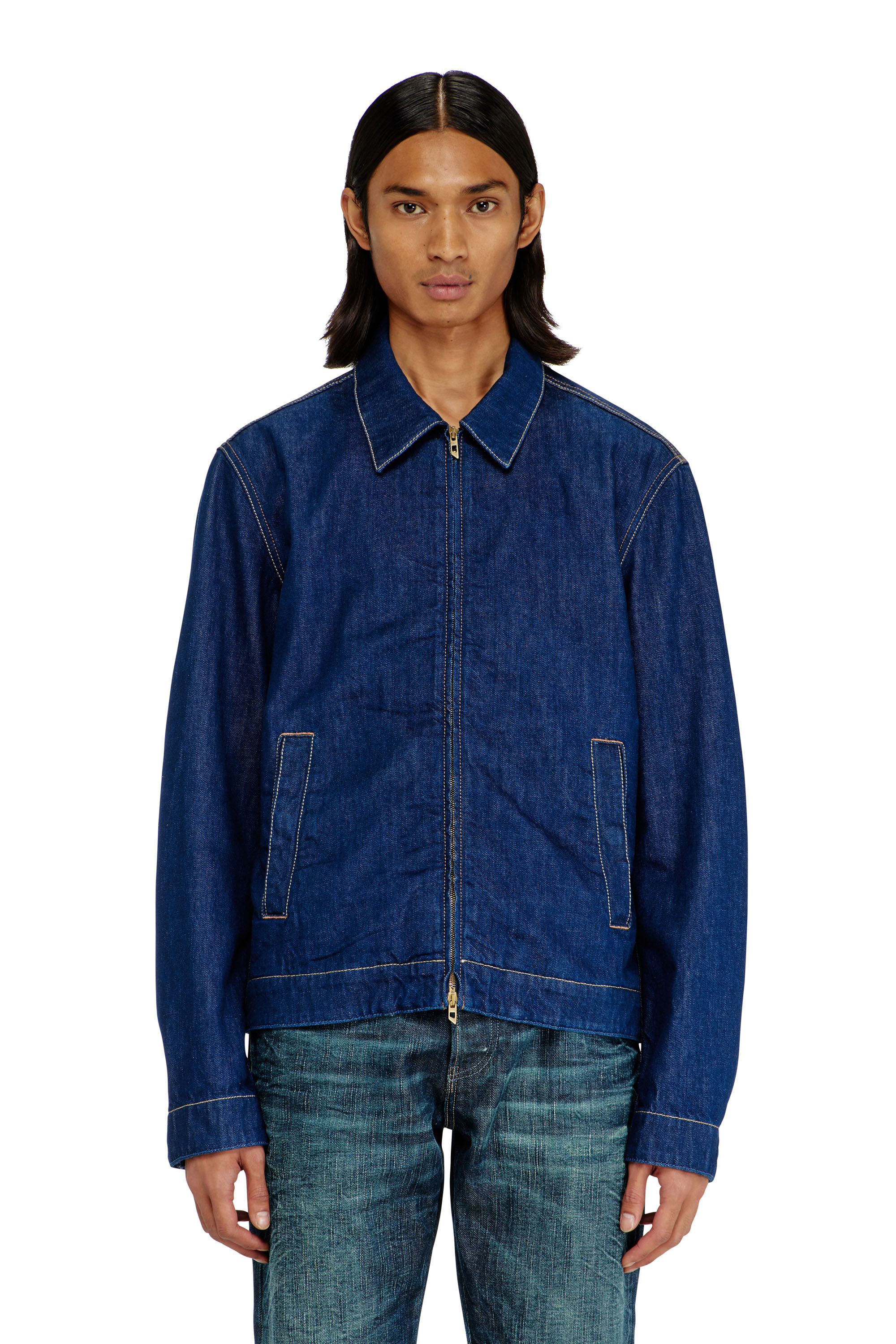 Men's Coach jacket in rinse denim | Blue | Diesel