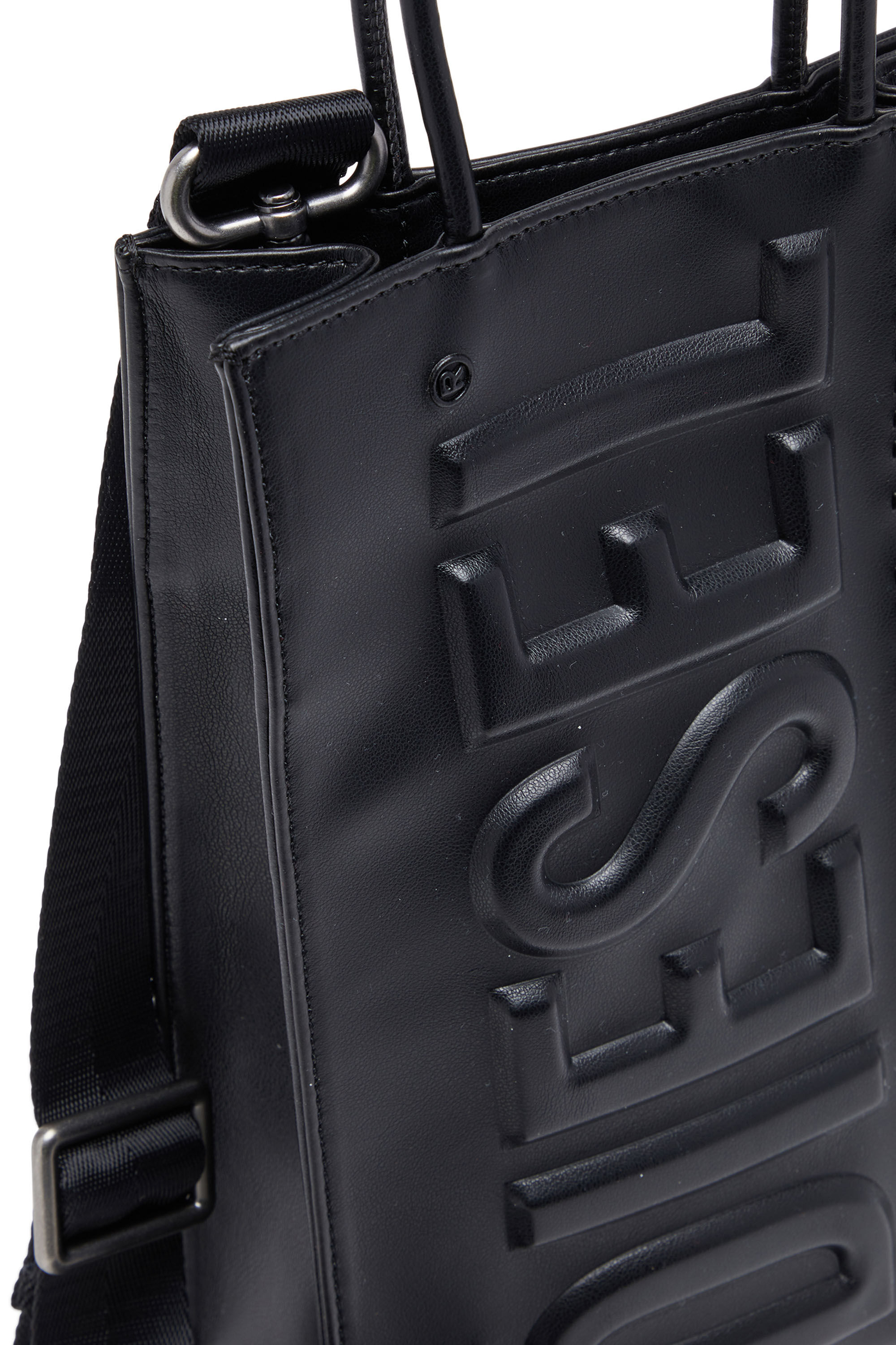 Women's Dsl 3D M-PU tote bag with embossed logo | Black | Diesel