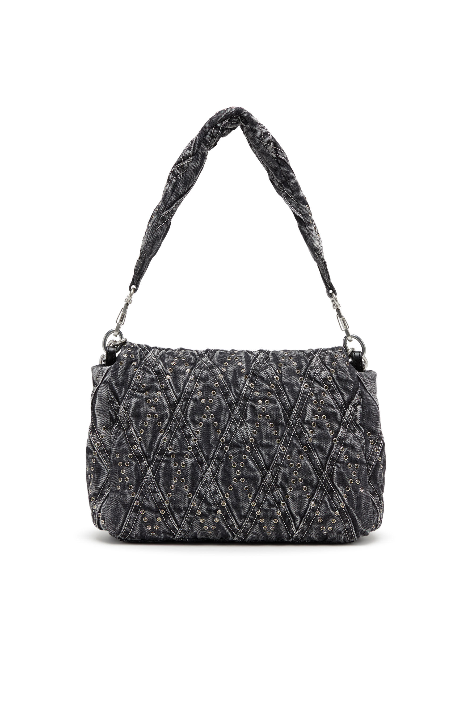 Women's Charm-D Shoulder M Shoulder Bag - Bejewelled denim