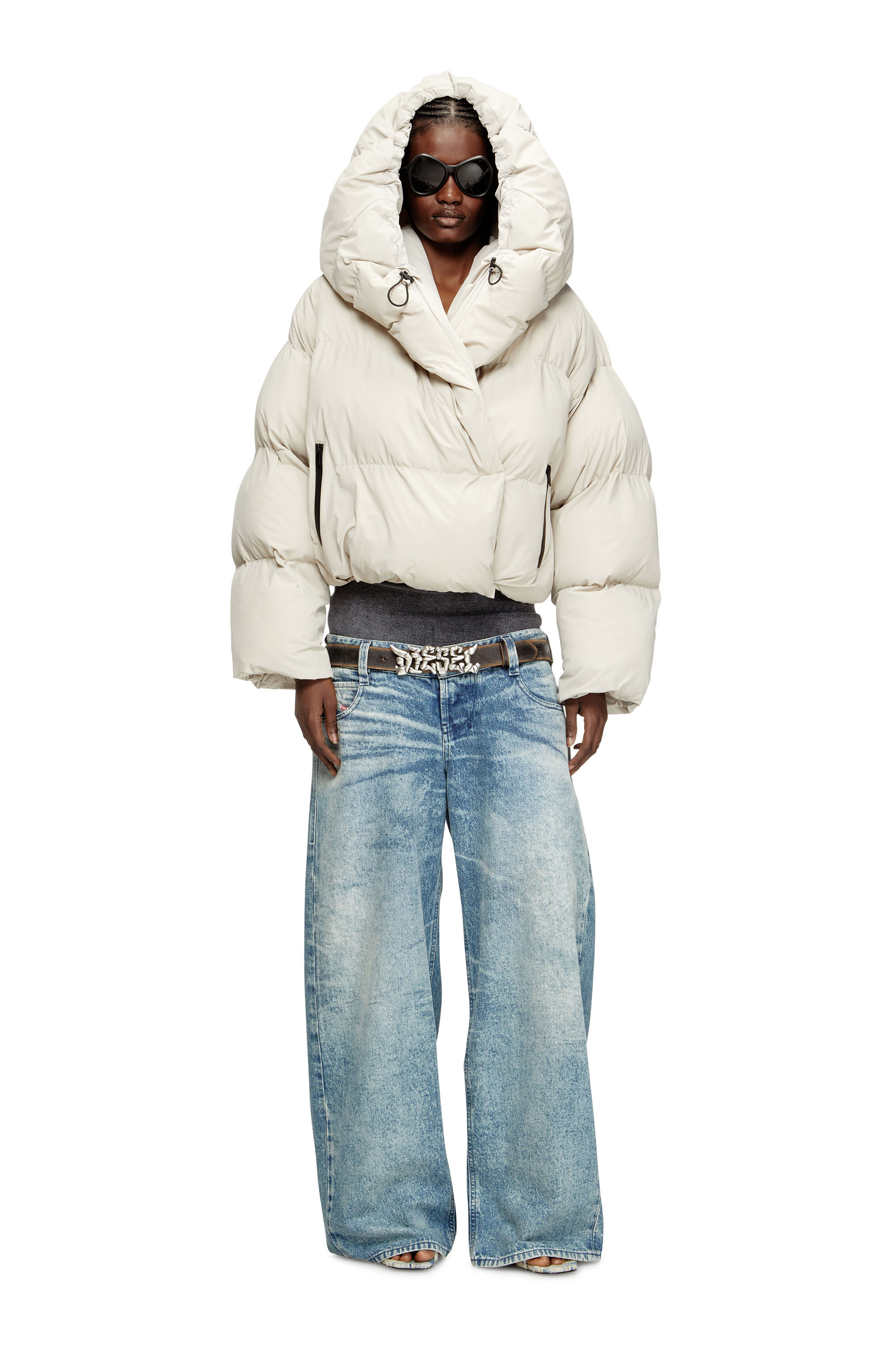 Women's Wrap puffer in bi-stretch nylon | Beige | Diesel