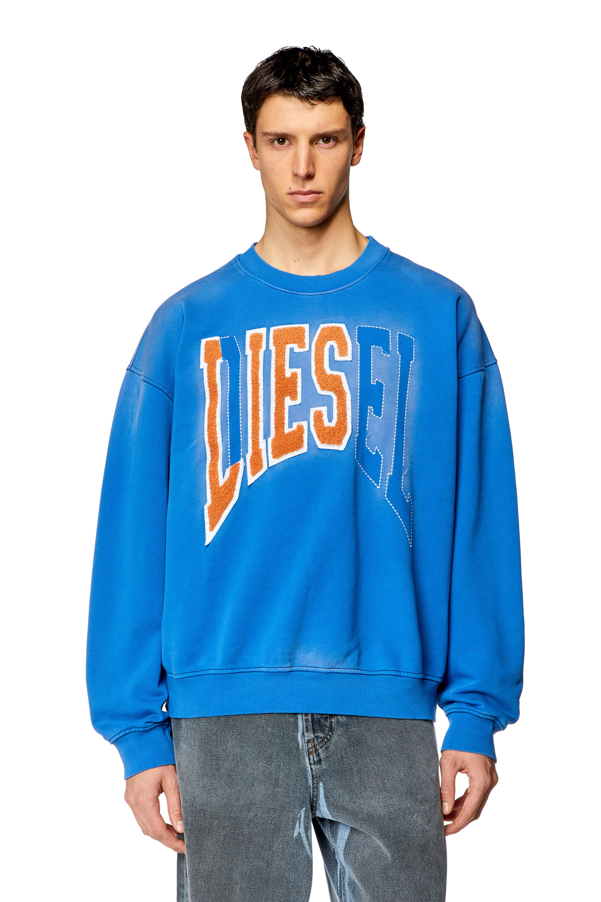 Men s College sweatshirt with LIES patches S BOXT N6 Diesel