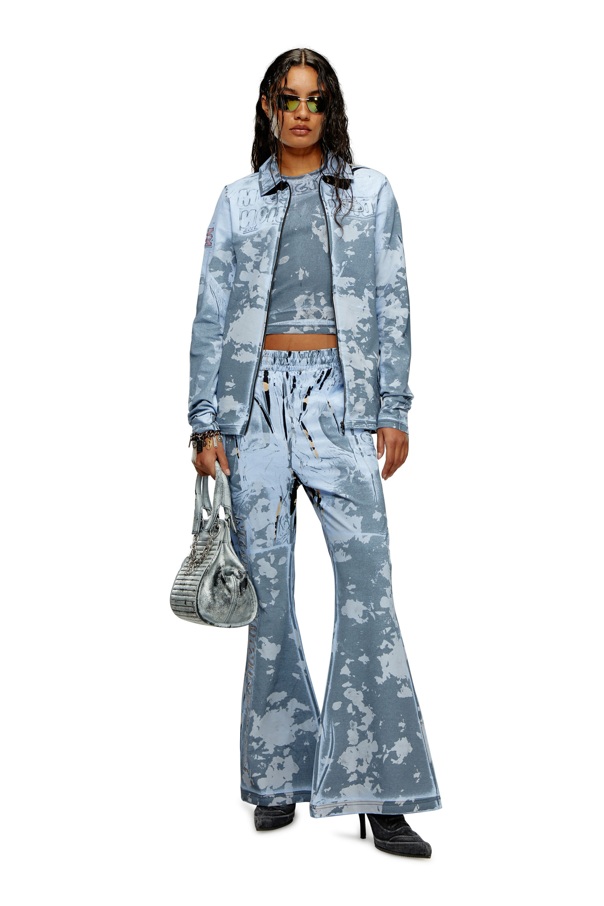 Women's Zip shirt in coated jersey | Blue | Diesel