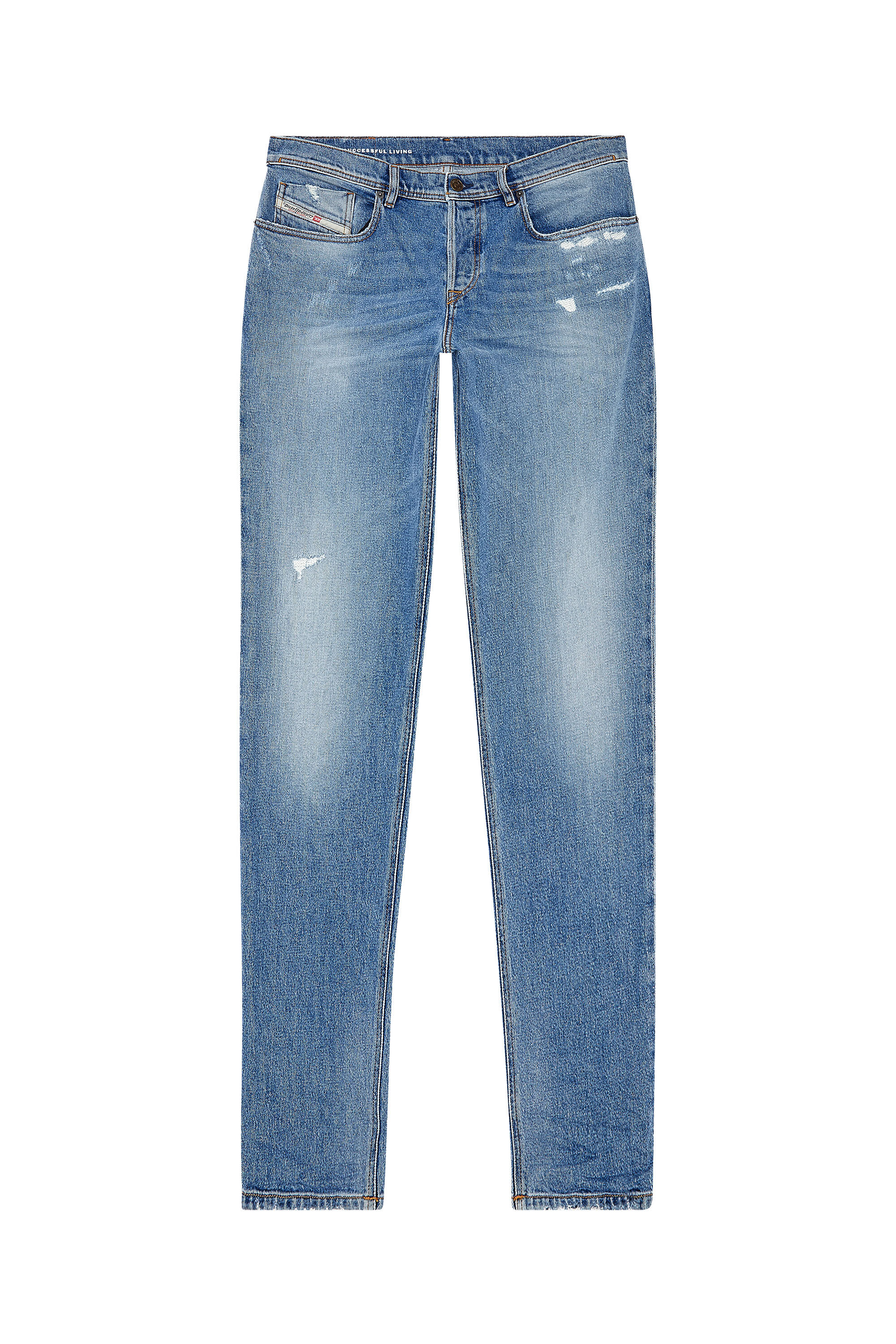 bleach-effect tapered jeans