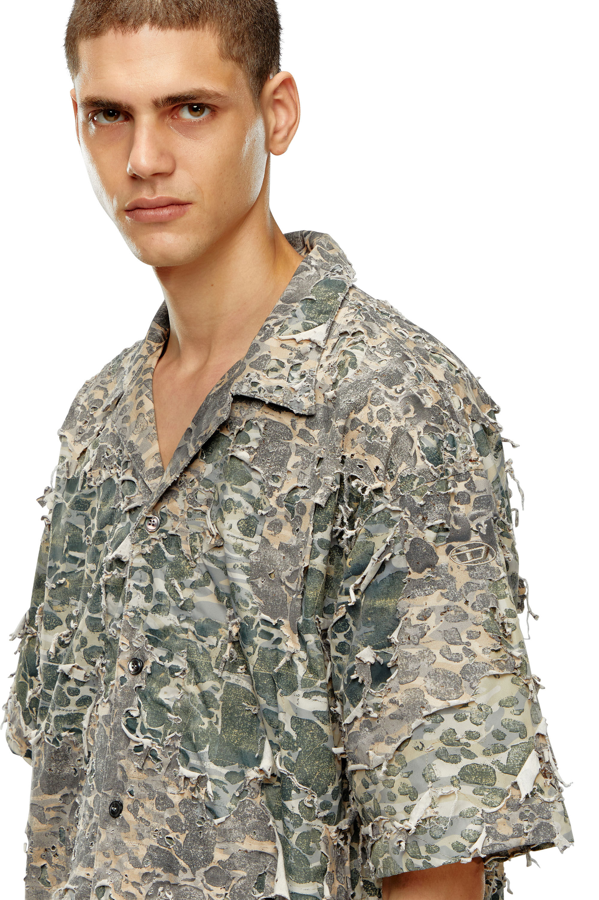 Men's Camo shirt with destroyed finish | Multicolor | Diesel