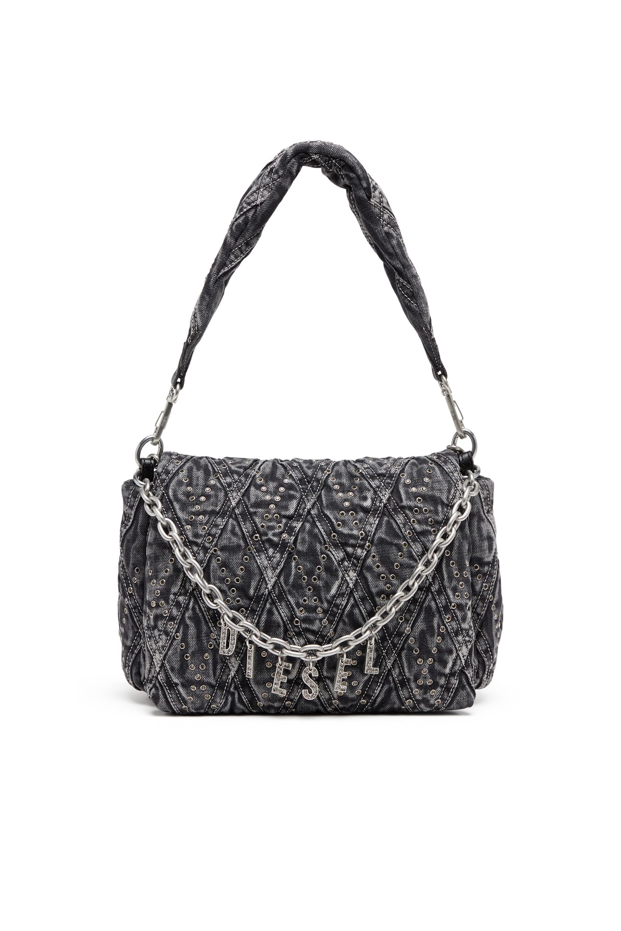 バッグ Charm-D Shoulder M diesel Women's Charm-D Shoulder M bag in quilted Denim | Black | Diesel
