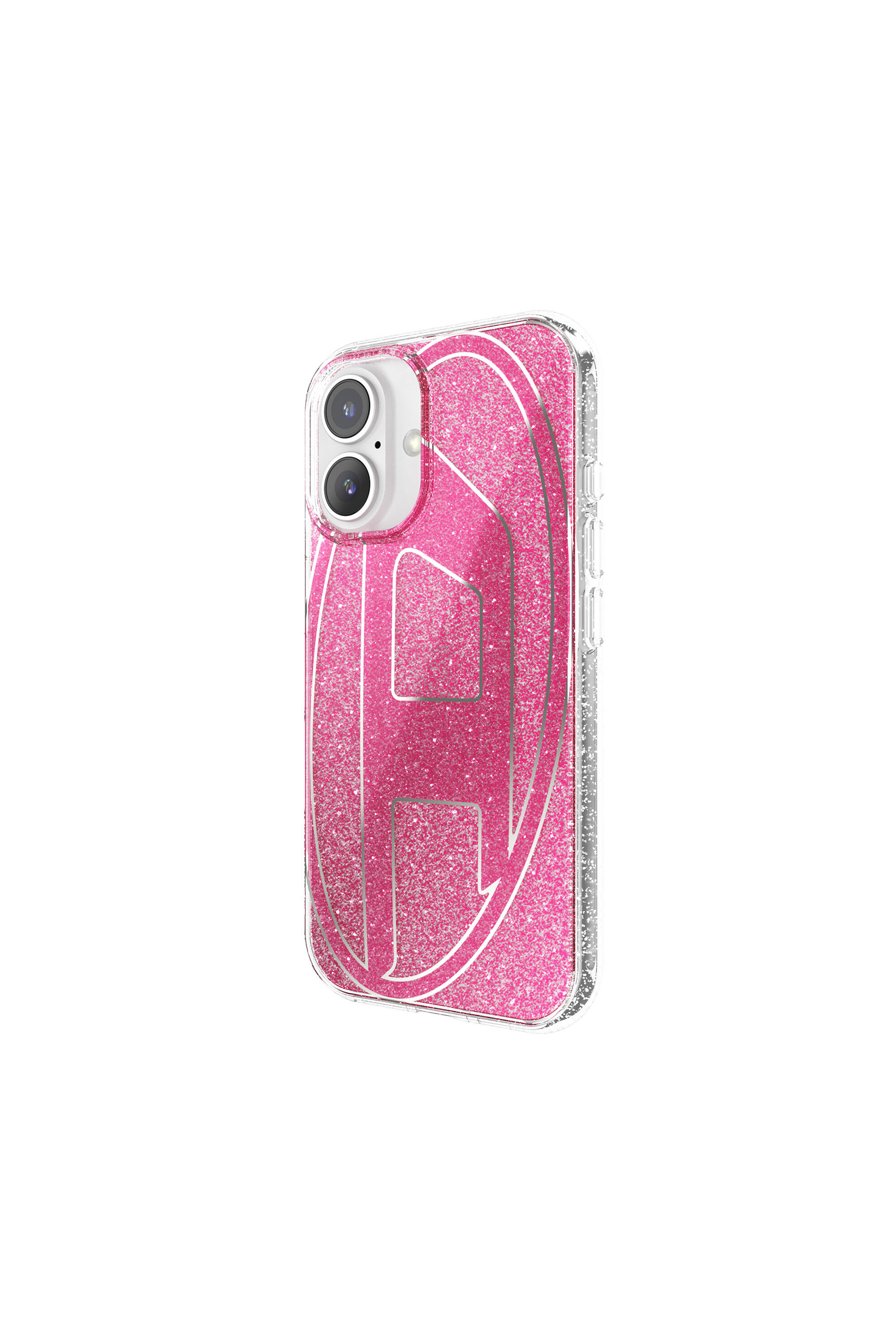 Women's Oval D Glitter Case for iP 16 | Pink | Diesel