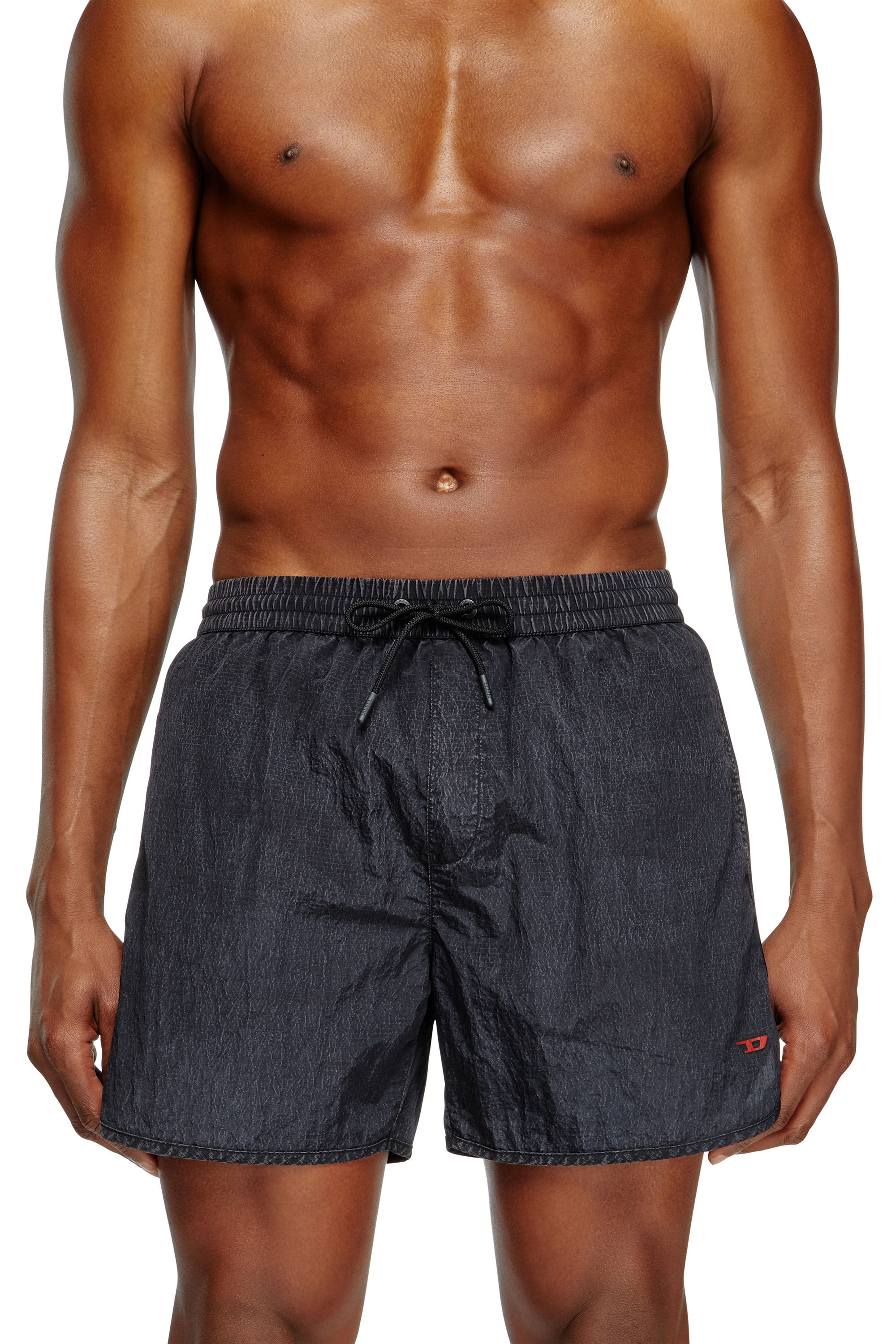Diesel - JIMMIE-38-D-POP, Man's Mid-length swim shorts in treated ripstop in Black - 1