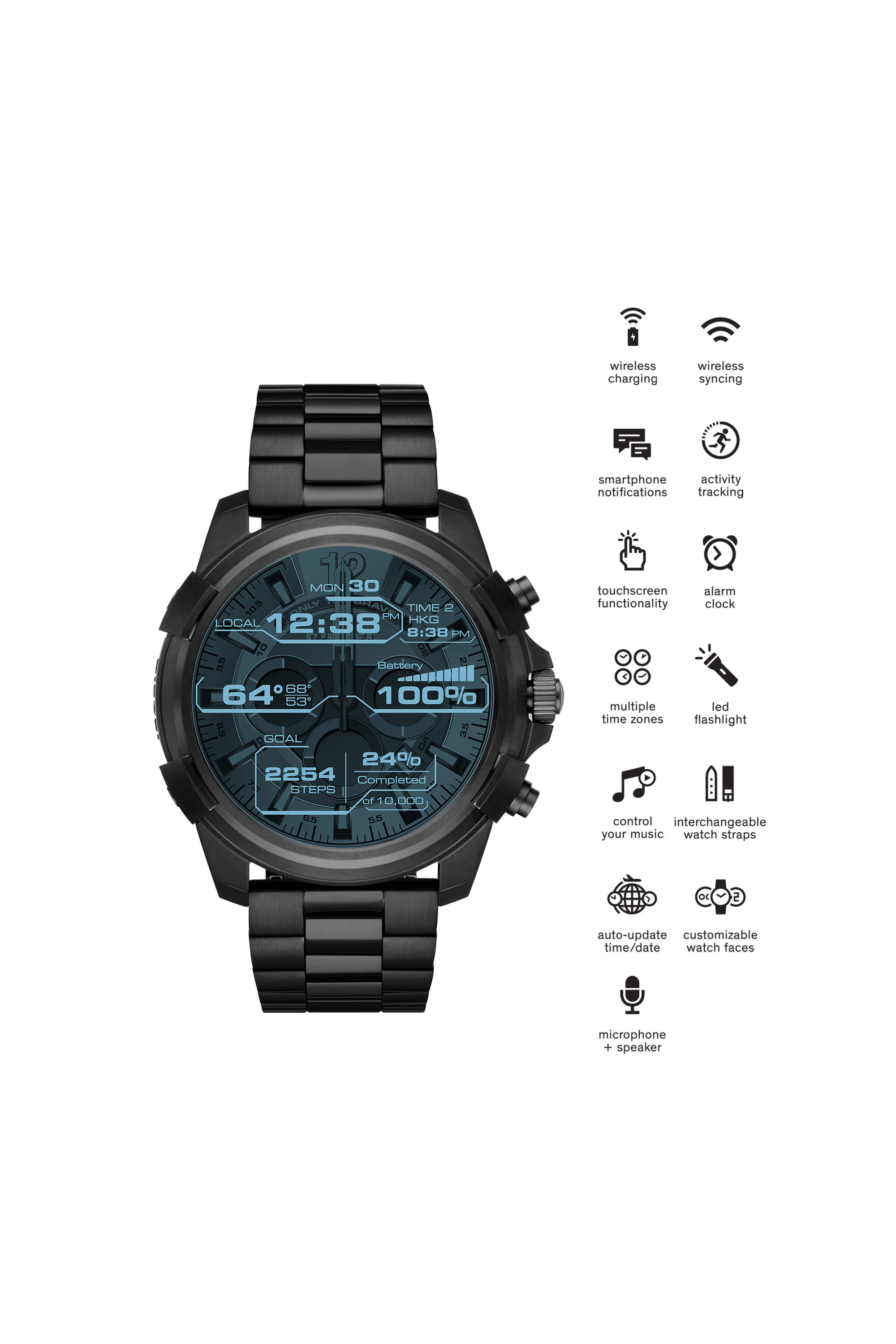 DT2007 Man Black touchscreen smartwatch 48 mm Diesel