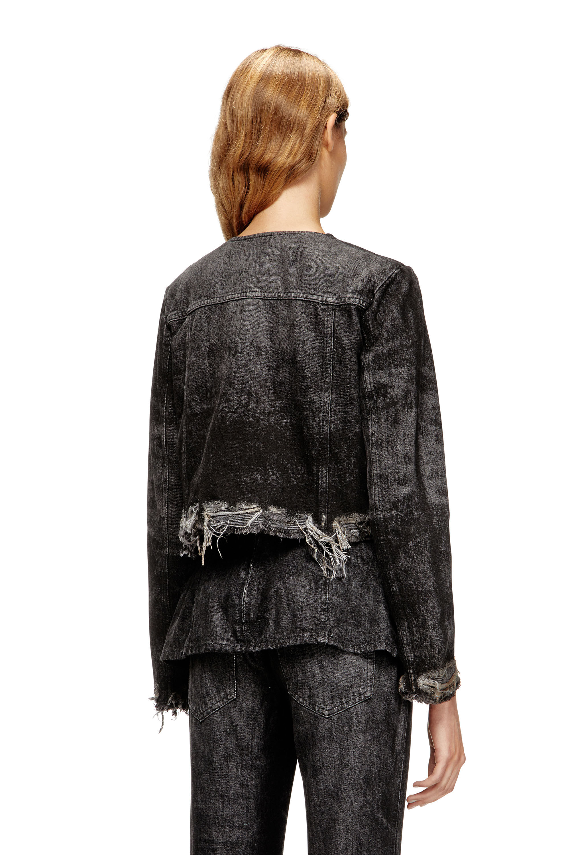 Women's Jacket in lasered cotton-hemp denim | Black | Diesel