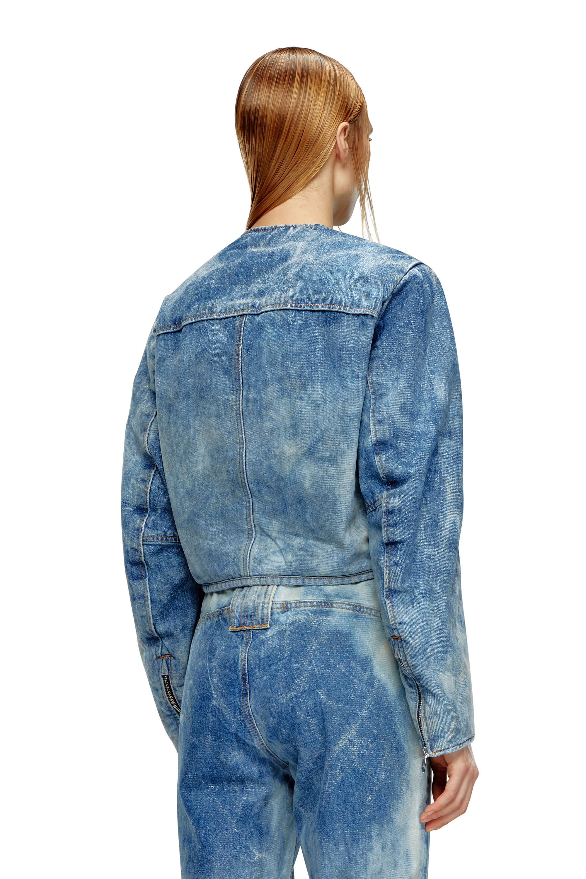 Diesel - DE-CALUR-FSE, Woman Denim jacket with biker zip details in Blue - Image 2