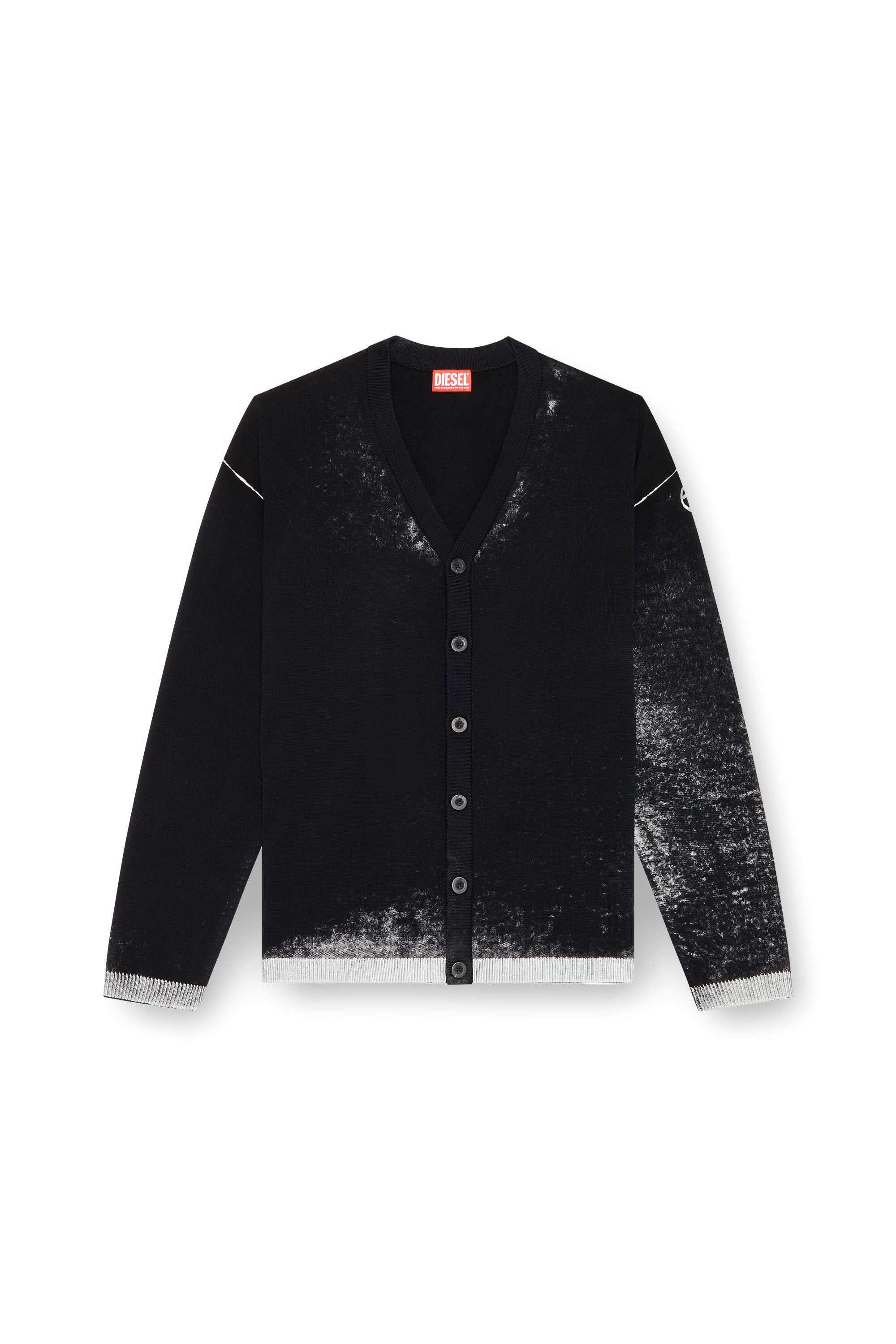 Men's Reverse-print cotton cardigan | Black | Diesel