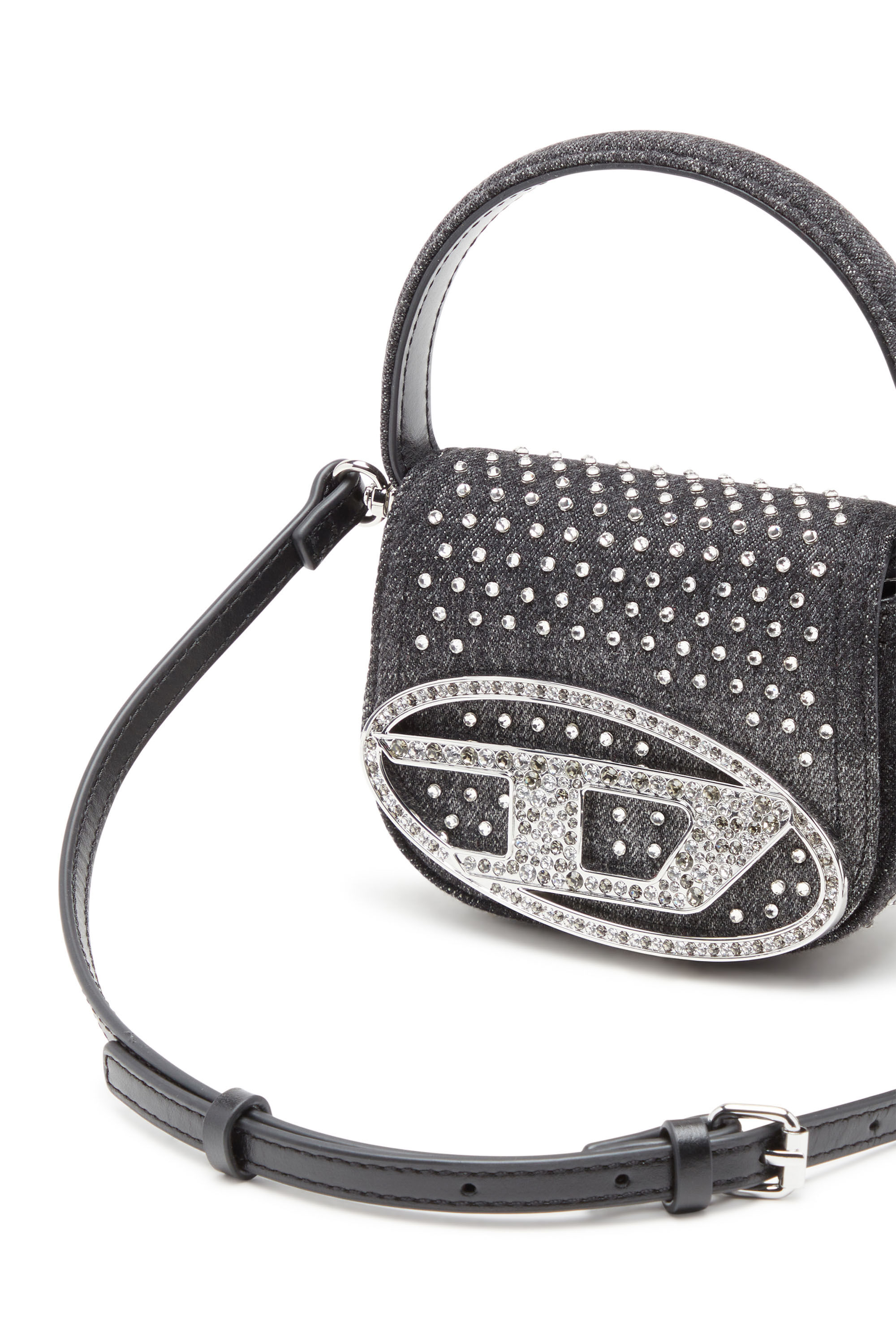Women's 1DR Xs-Iconic mini bag in denim and crystals | Black | Diesel