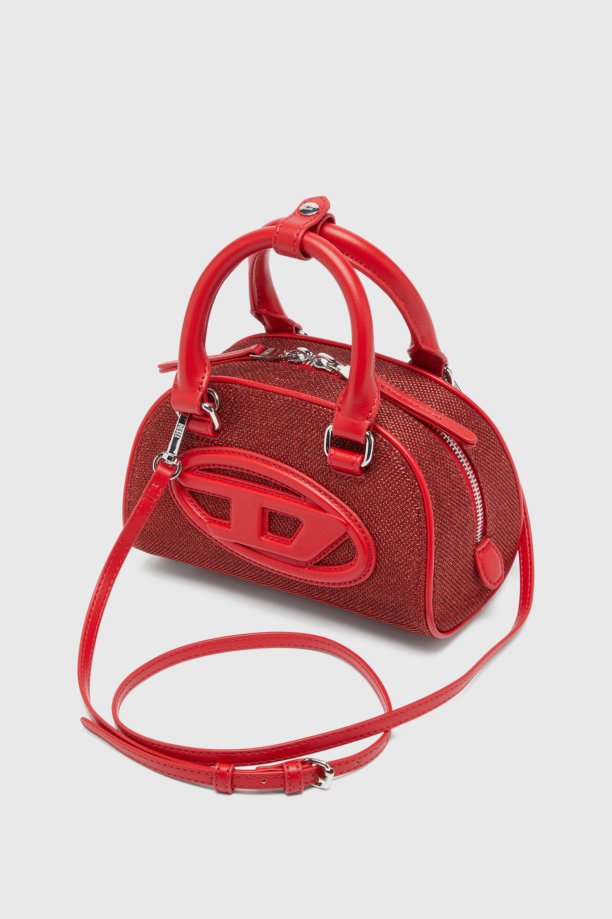 Diesel - 1DR DOME CROSSBODY, Woman's 1DR Dome- Small bowling bag in Lurex fabric in Red - 5
