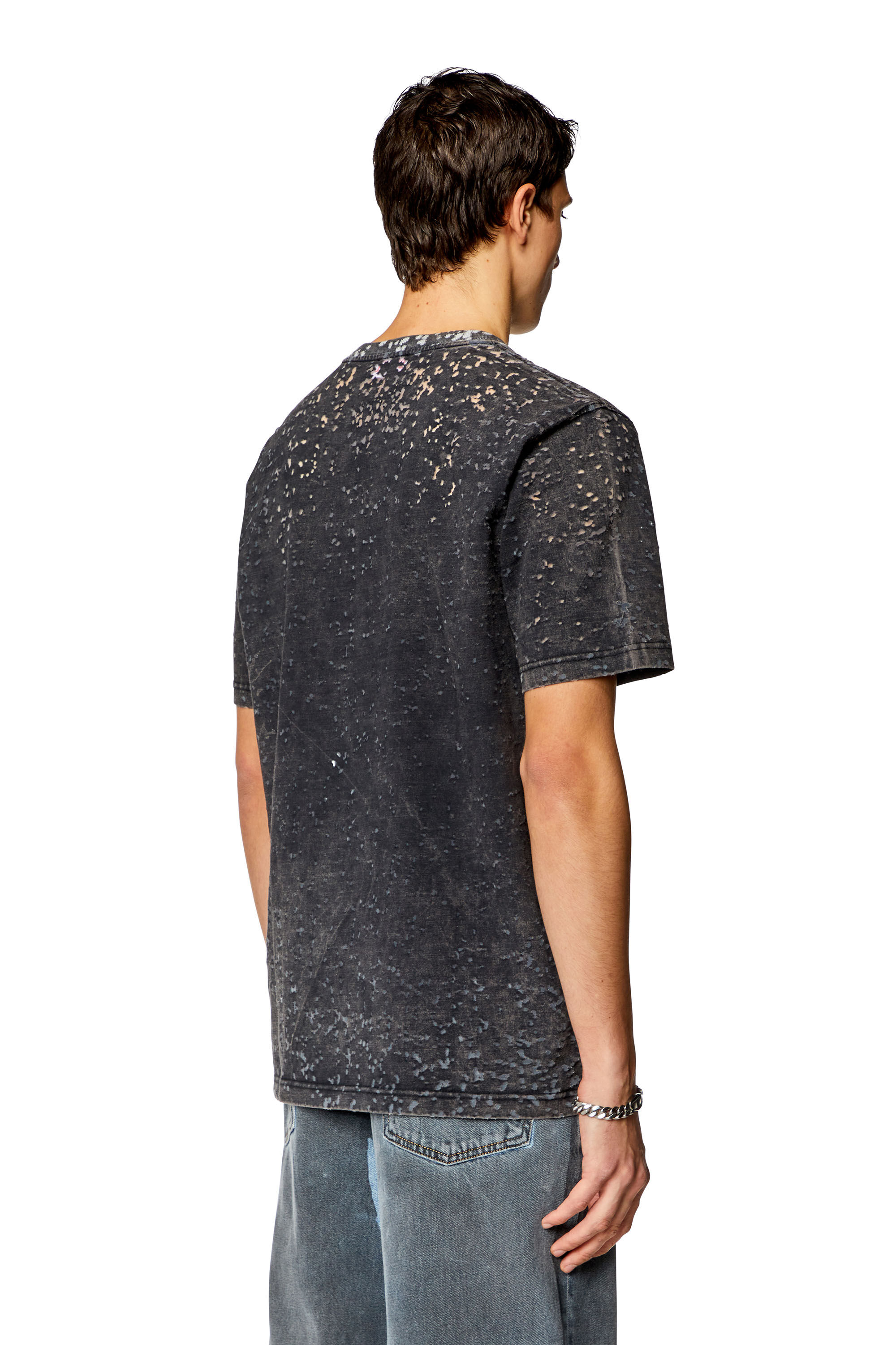 Men's T-shirt in burn-out jersey | Black | Diesel TR