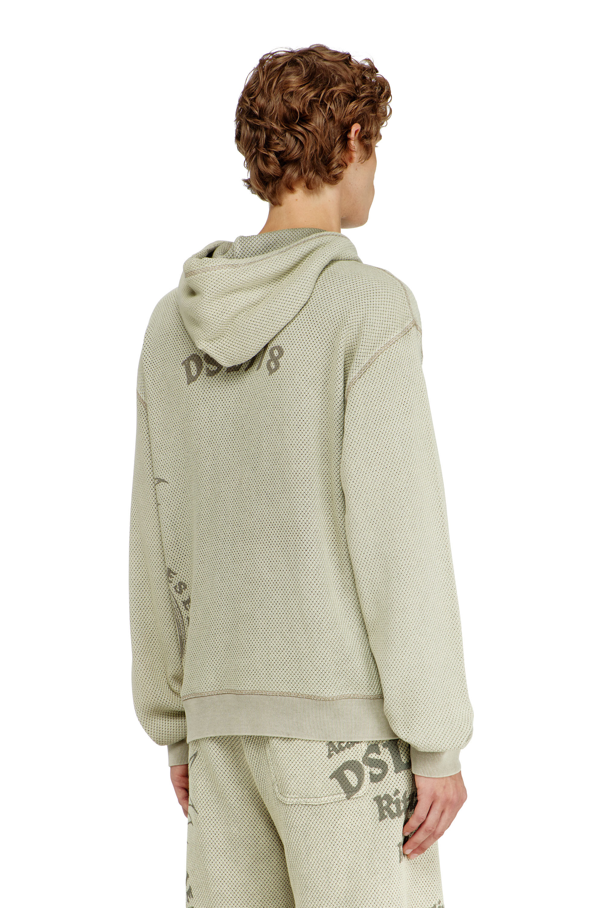 Diesel - S-NORM-HOOD-AA1, Man's Hoodie in textured cotton mesh in Beige - 2