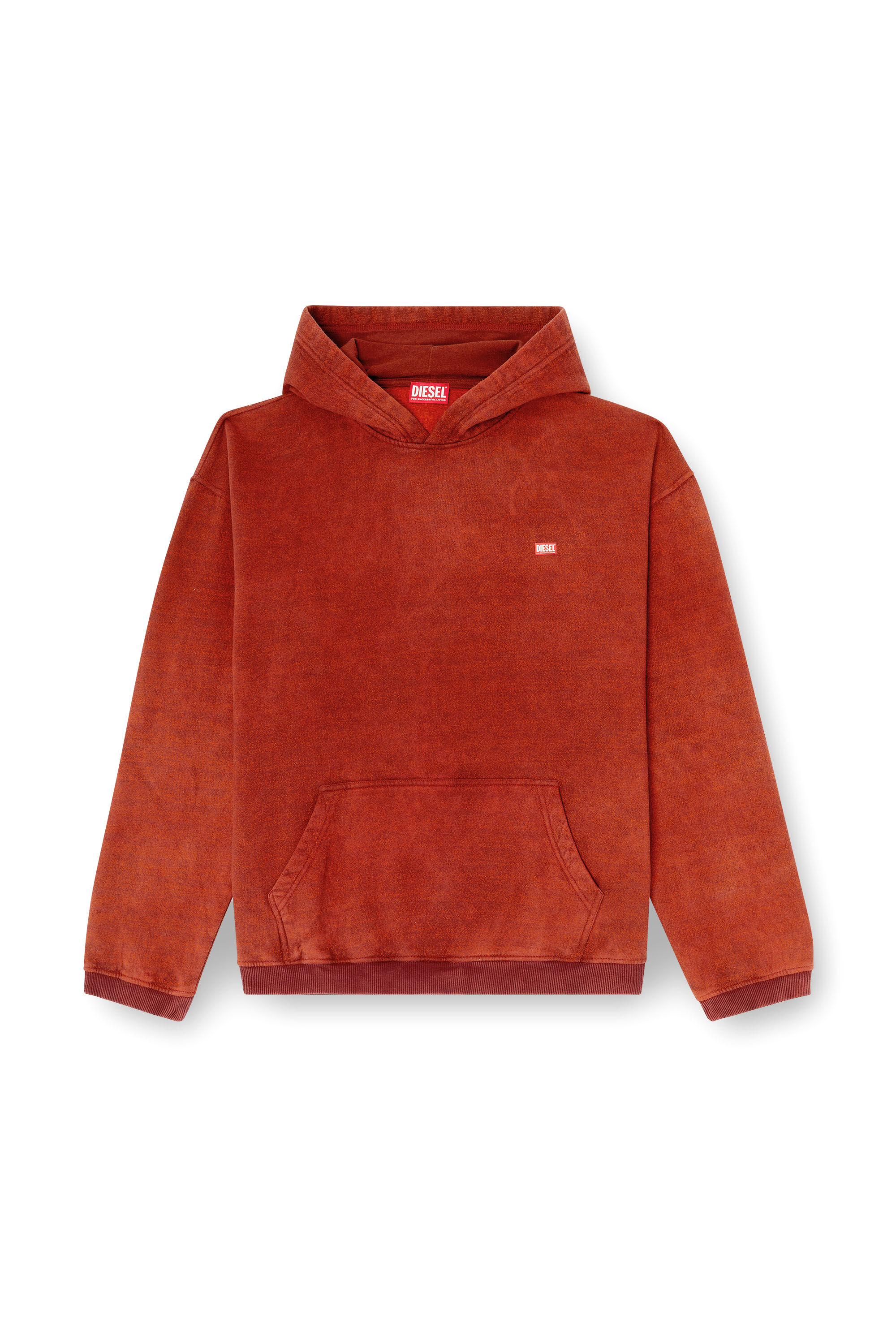 Men's Cotton hoodie with kangaroo pocket | Brown | Diesel