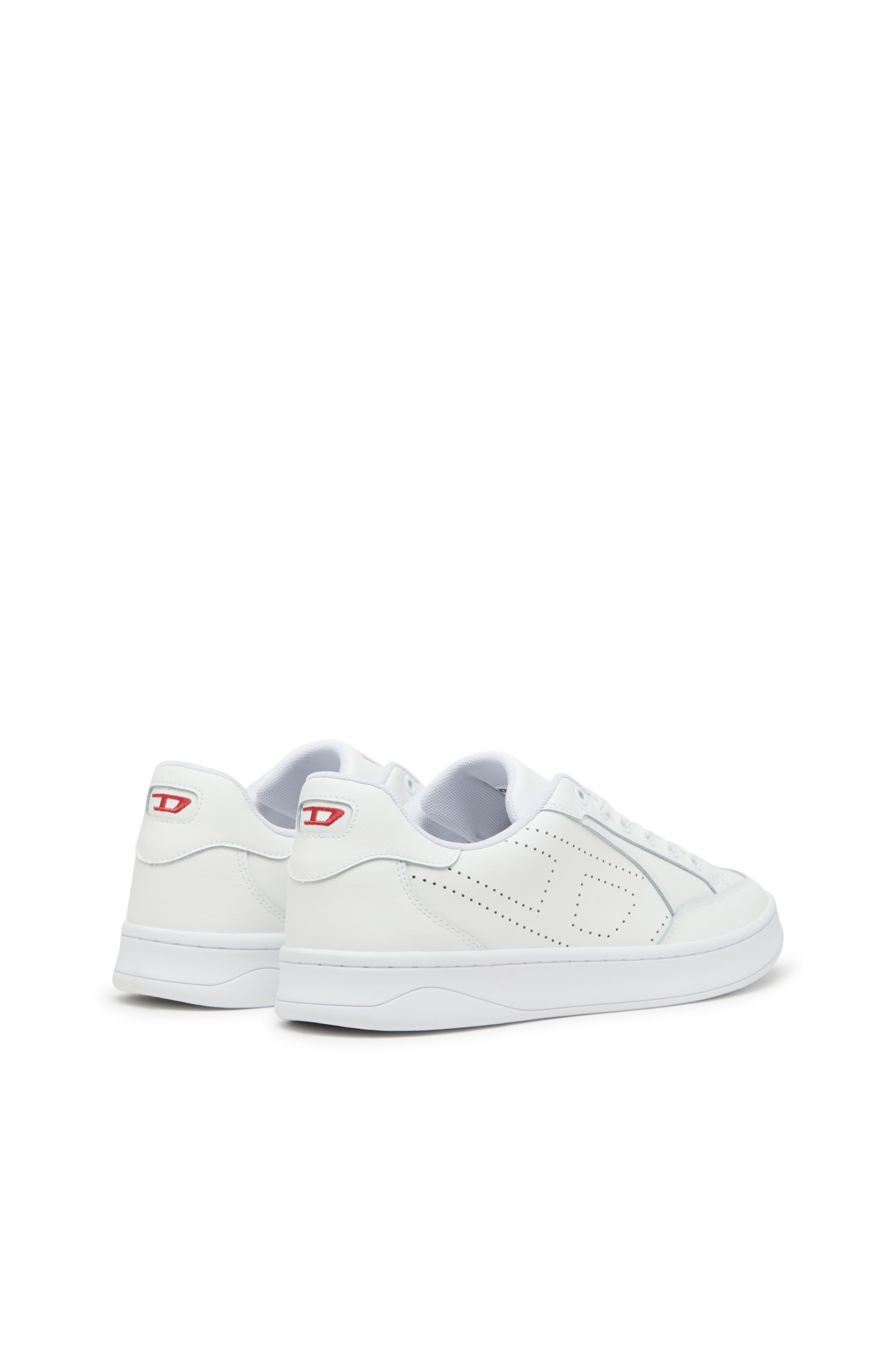 Men s Leather sneakers with perforated logo White Diesel