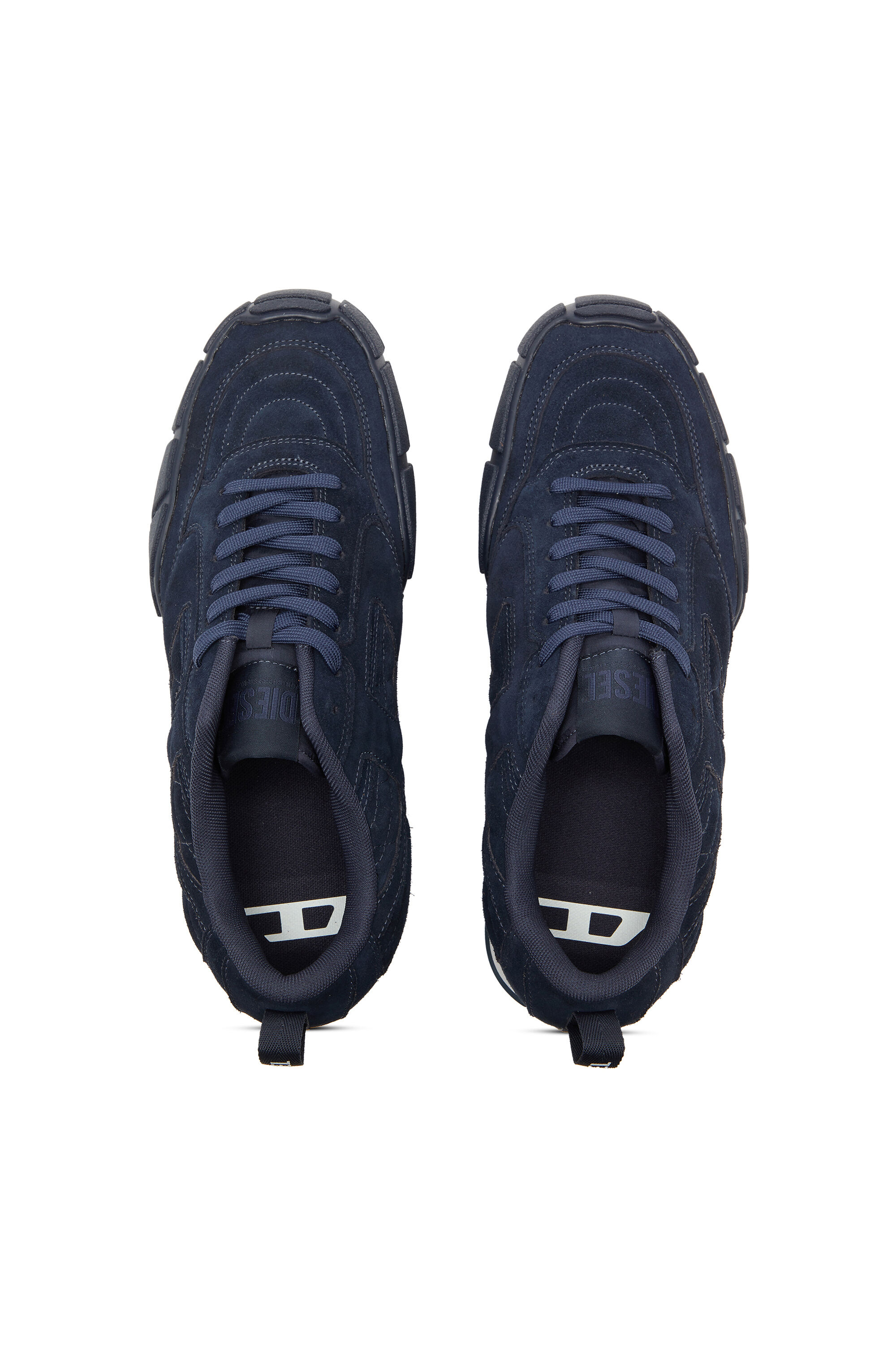 Diesel - S-PAGODHA LOW, Man's S-Pagodha-Quilted suede sneakers in Dark Blue - 4