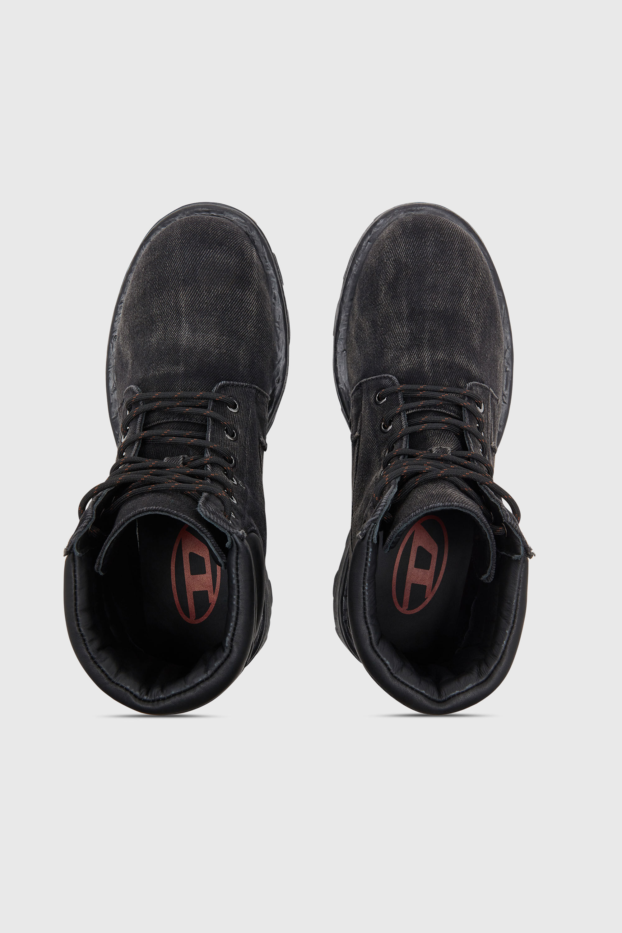 Men's D-Hammer-Combat boots in denim and leather | Black | Diesel TR