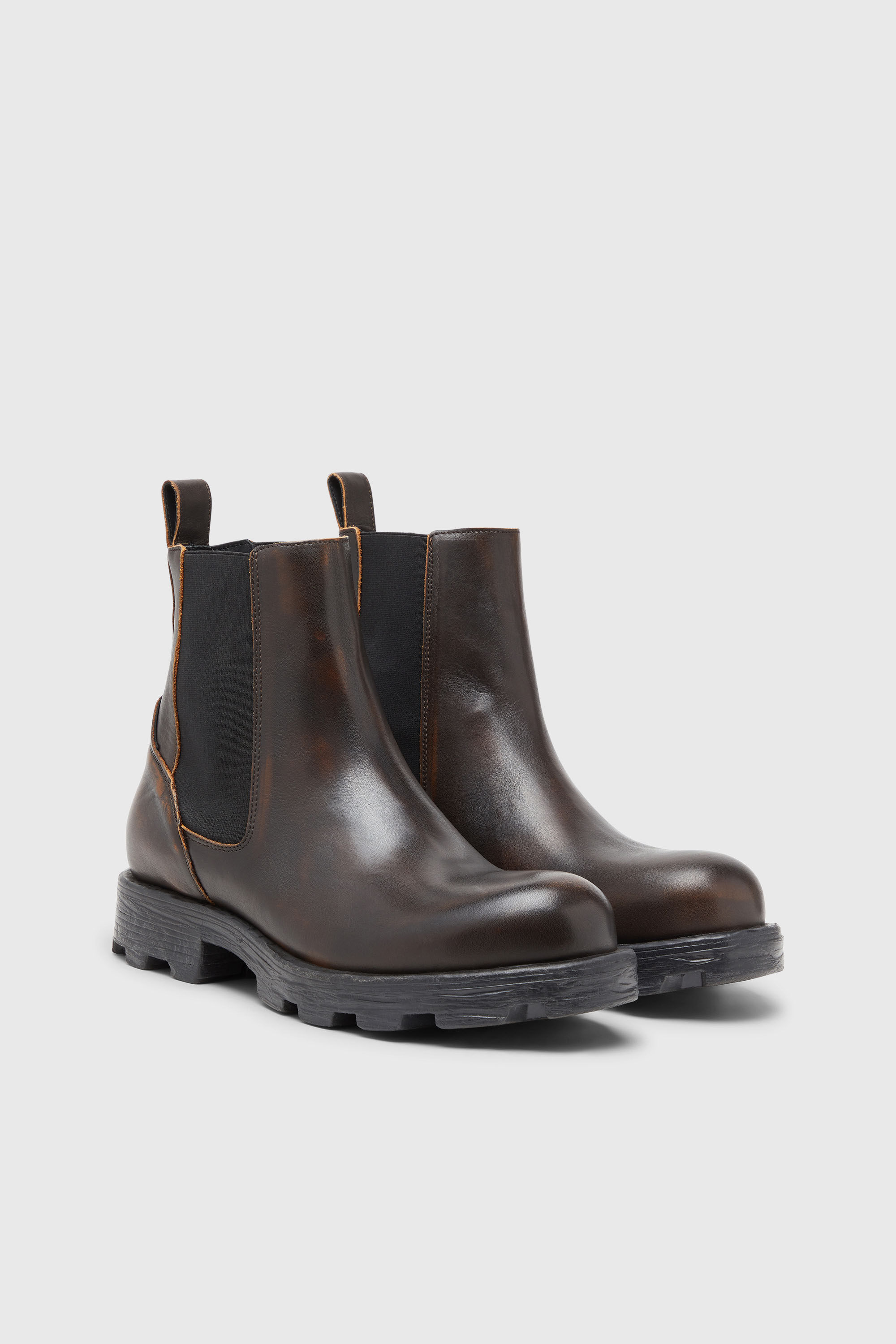 Men's D-Hammer-Chelsea boots in brushed leather | Brown | Diesel TR