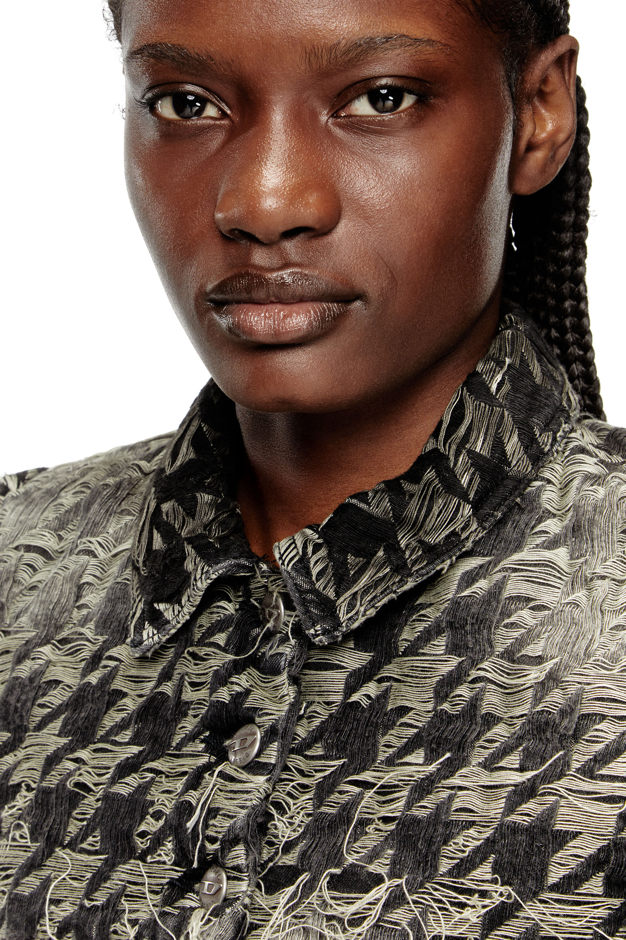 Diesel - DE-ANSIS-FSH2, Woman's Shrug in houndstooth-weave denim in Black - 5