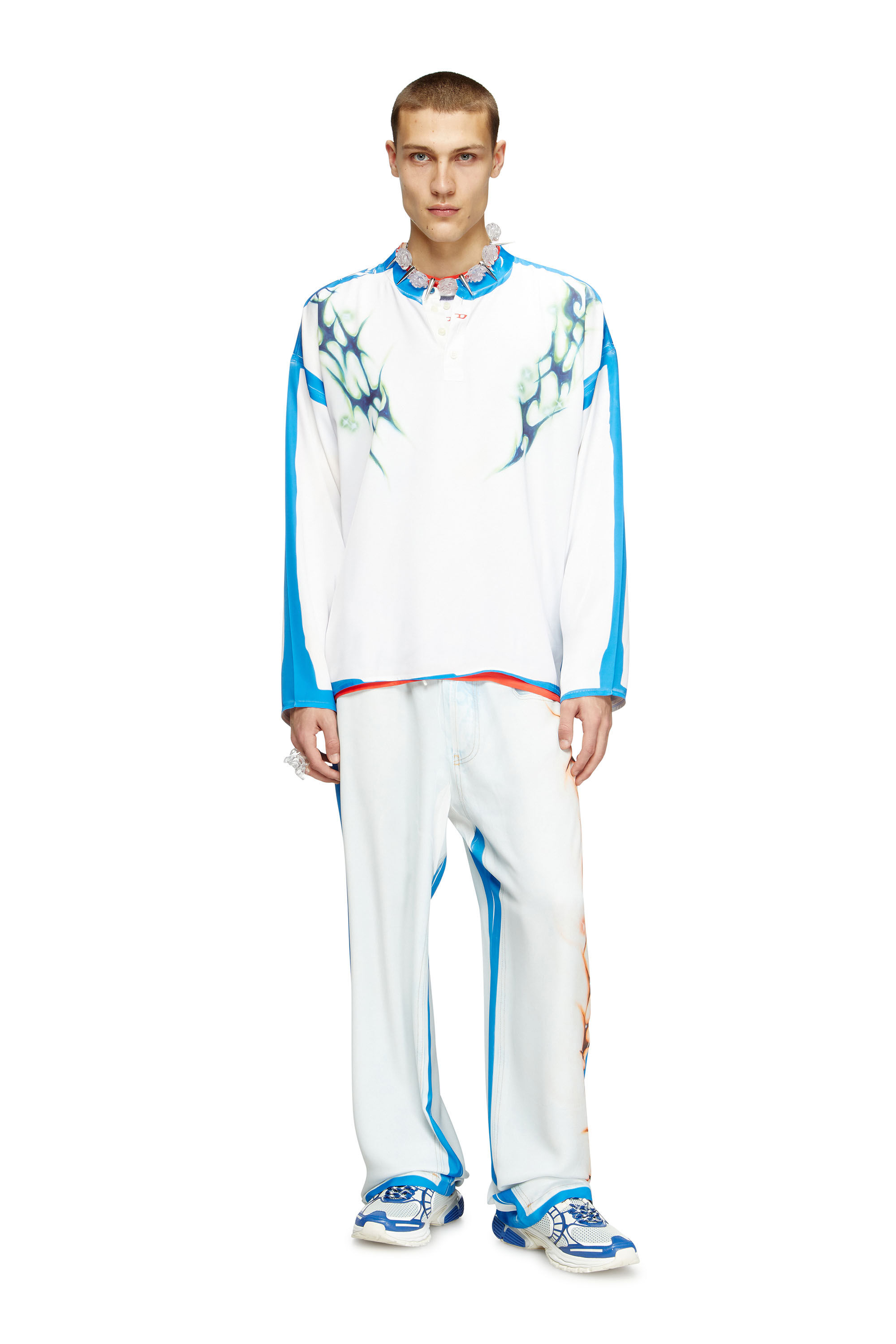 Women's Long-sleeve T-shirt with graffiti print | Multicolor | Diesel