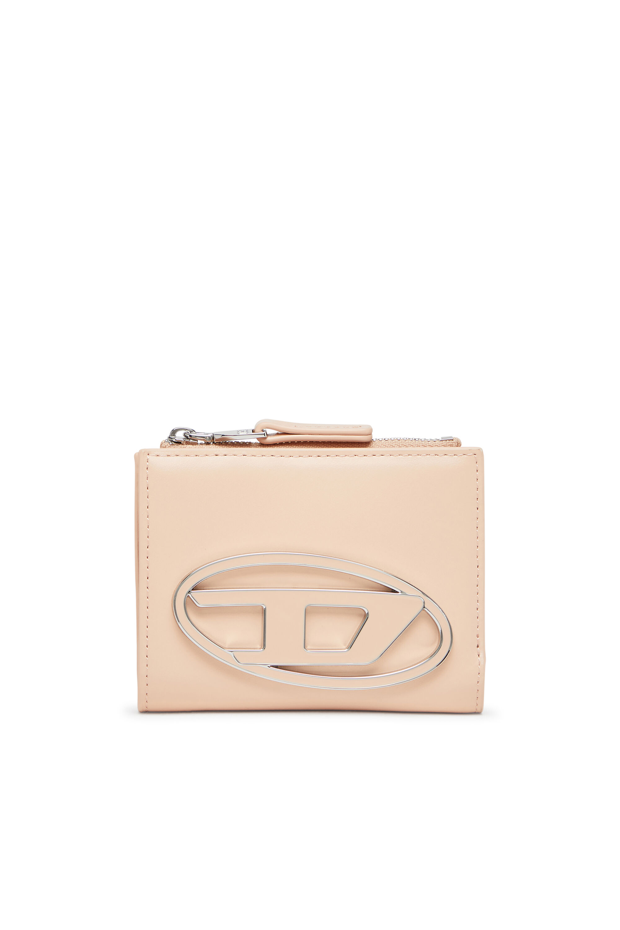 Diesel - 1DR BI-FOLD ZIP II, Woman's Small leather wallet with logo plaque in Nude - 1