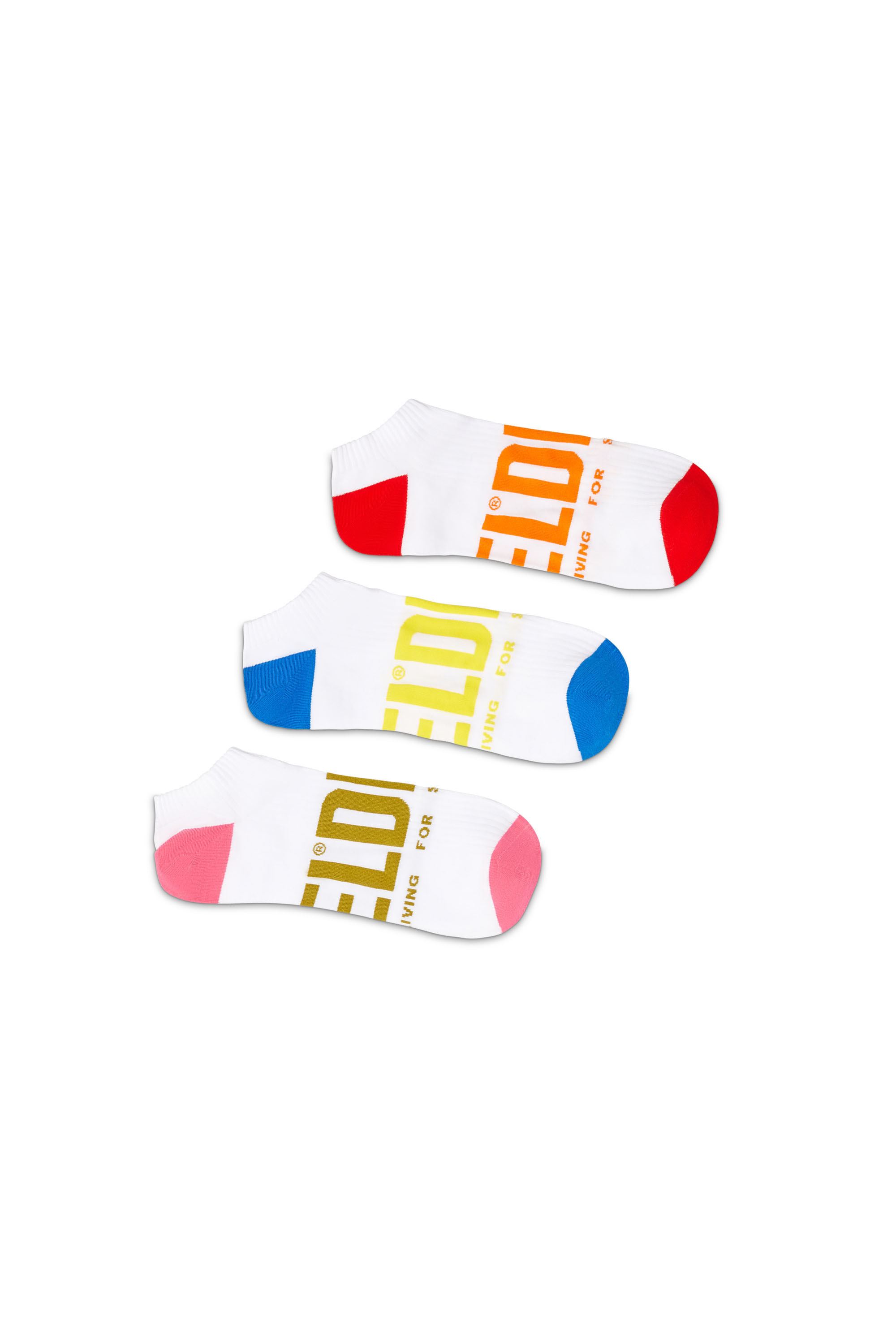 Diesel - SKM-GOST-THREEPACK, Man's Three-pack low-cut logo socks in White - 1