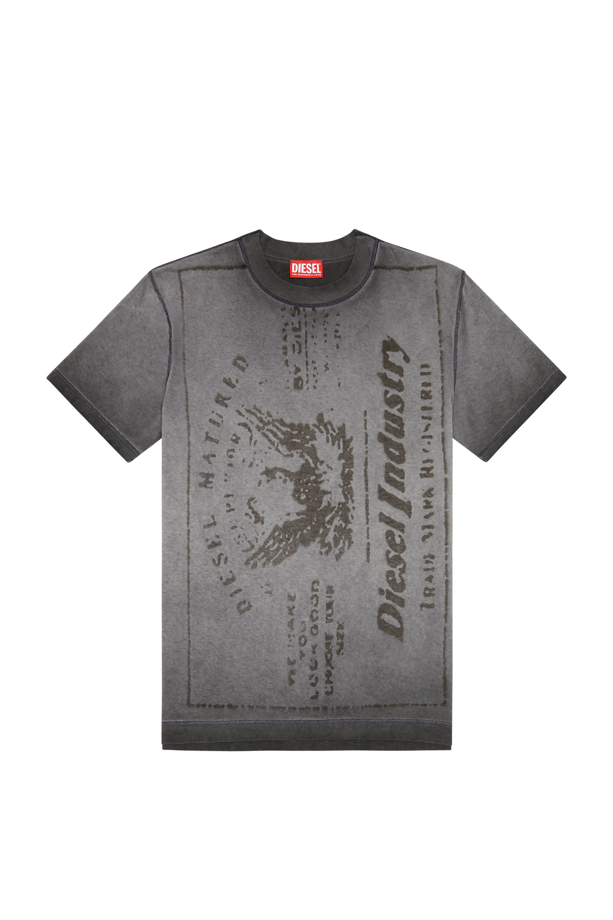 Men's graphic T-shirt with faded jacron print | Grey | Diesel