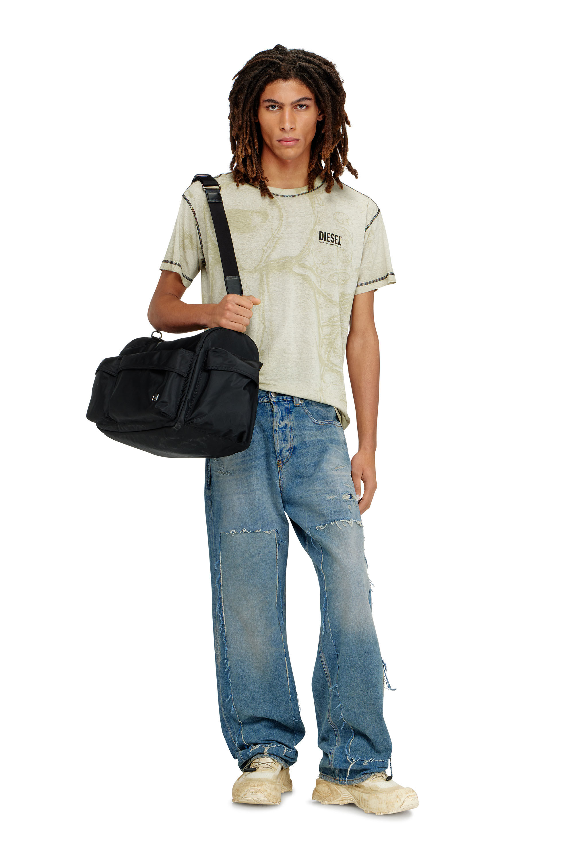 Men's Hemp-cotton T-shirt with all-over print | Grey | Diesel
