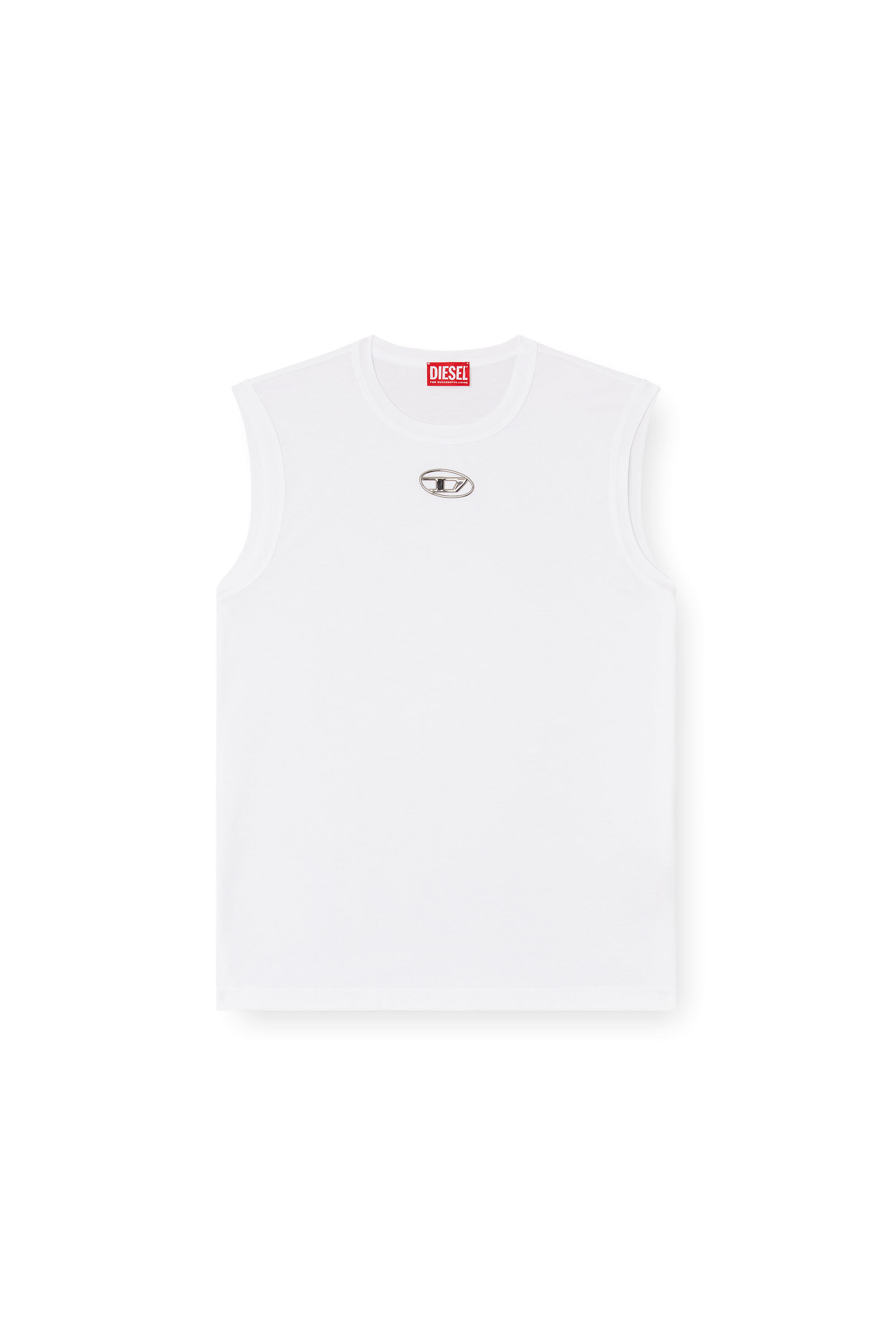 Men's Tank top with metallic Oval D | White | Diesel
