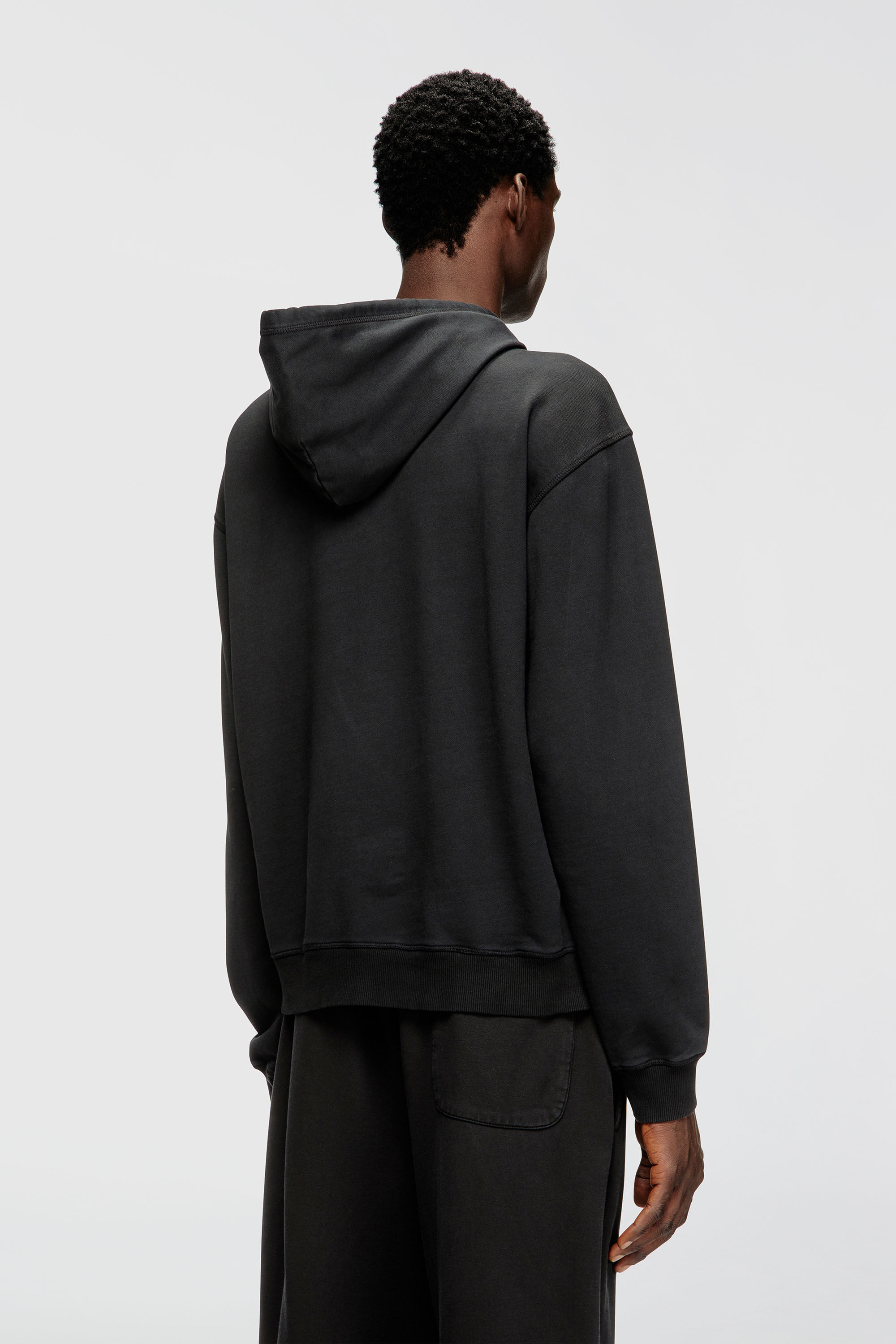Diesel - S-NORM-HOOD-IOD, Man's Cotton hoodie with metallic Oval D in Black - 4