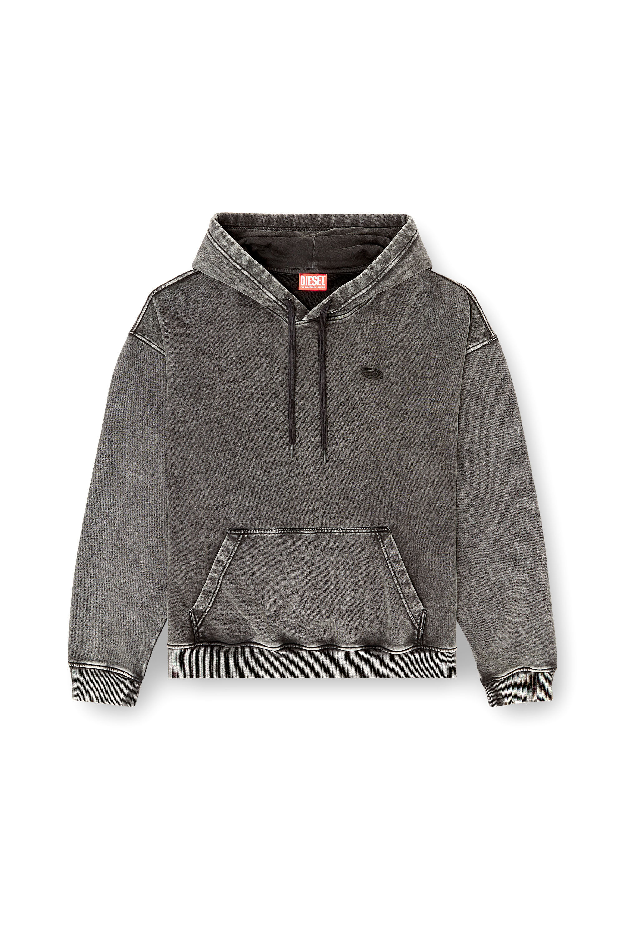 Men's Hoodie with raw-cut back patch | Grey | Diesel